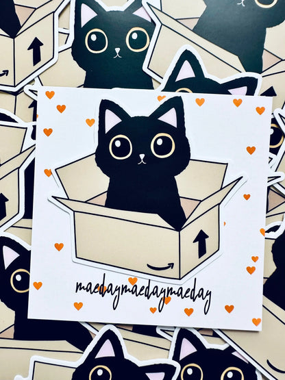 Black Cat in Prime Box Sticker, Void in Box Sticker Sticker, Cat Lover Sticker, Trendy Sticker for Kindle, Laptop, Bookish Delivery Cat maedaymaedaymaeday