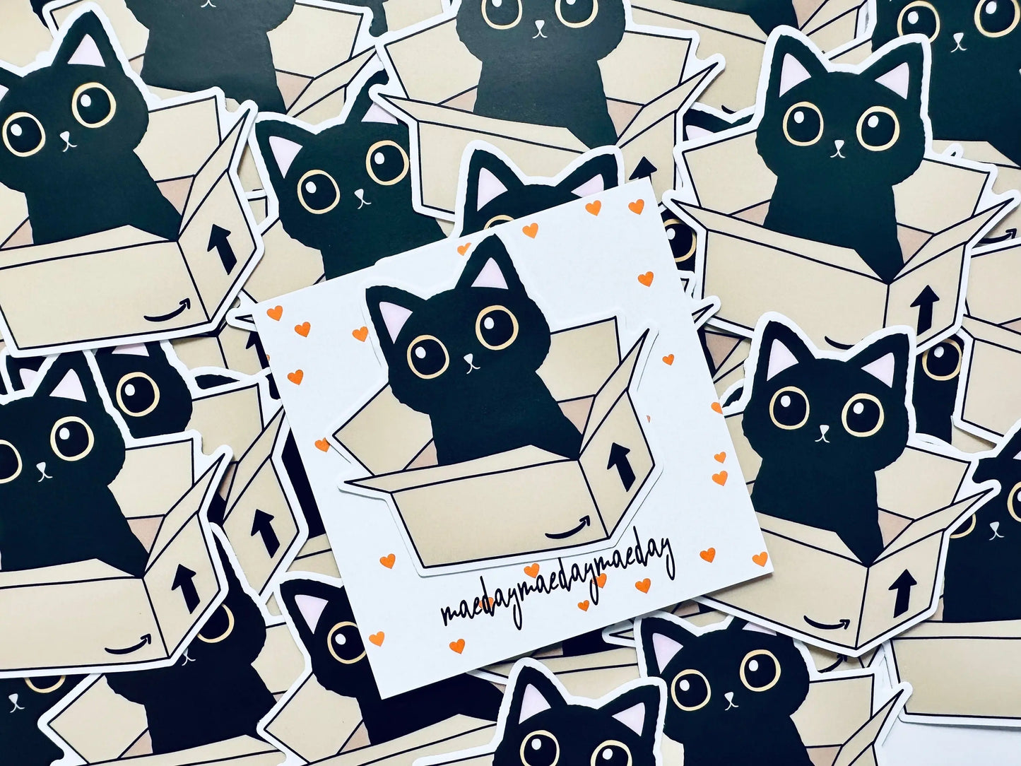 Black Cat in Prime Box Sticker, Void in Box Sticker Sticker, Cat Lover Sticker, Trendy Sticker for Kindle, Laptop, Bookish Delivery Cat maedaymaedaymaeday