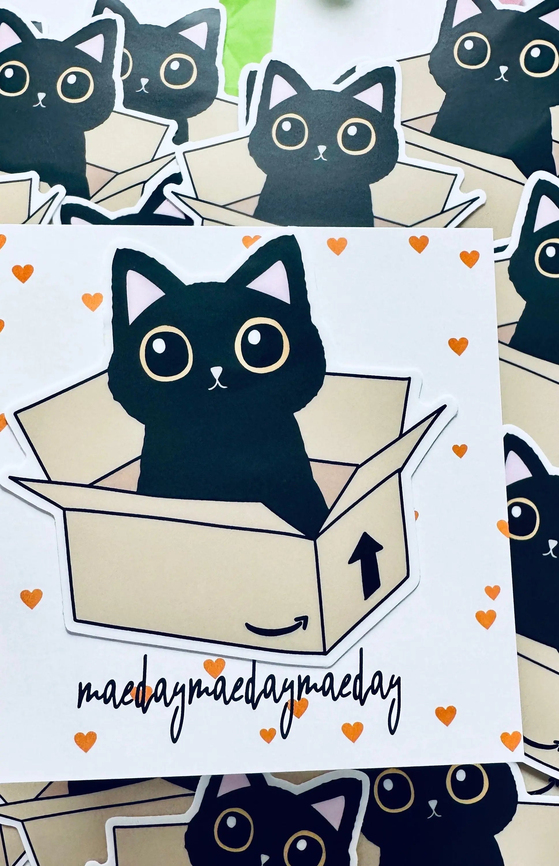 Black Cat in Prime Box Sticker, Void in Box Sticker Sticker, Cat Lover Sticker, Trendy Sticker for Kindle, Laptop, Bookish Delivery Cat maedaymaedaymaeday