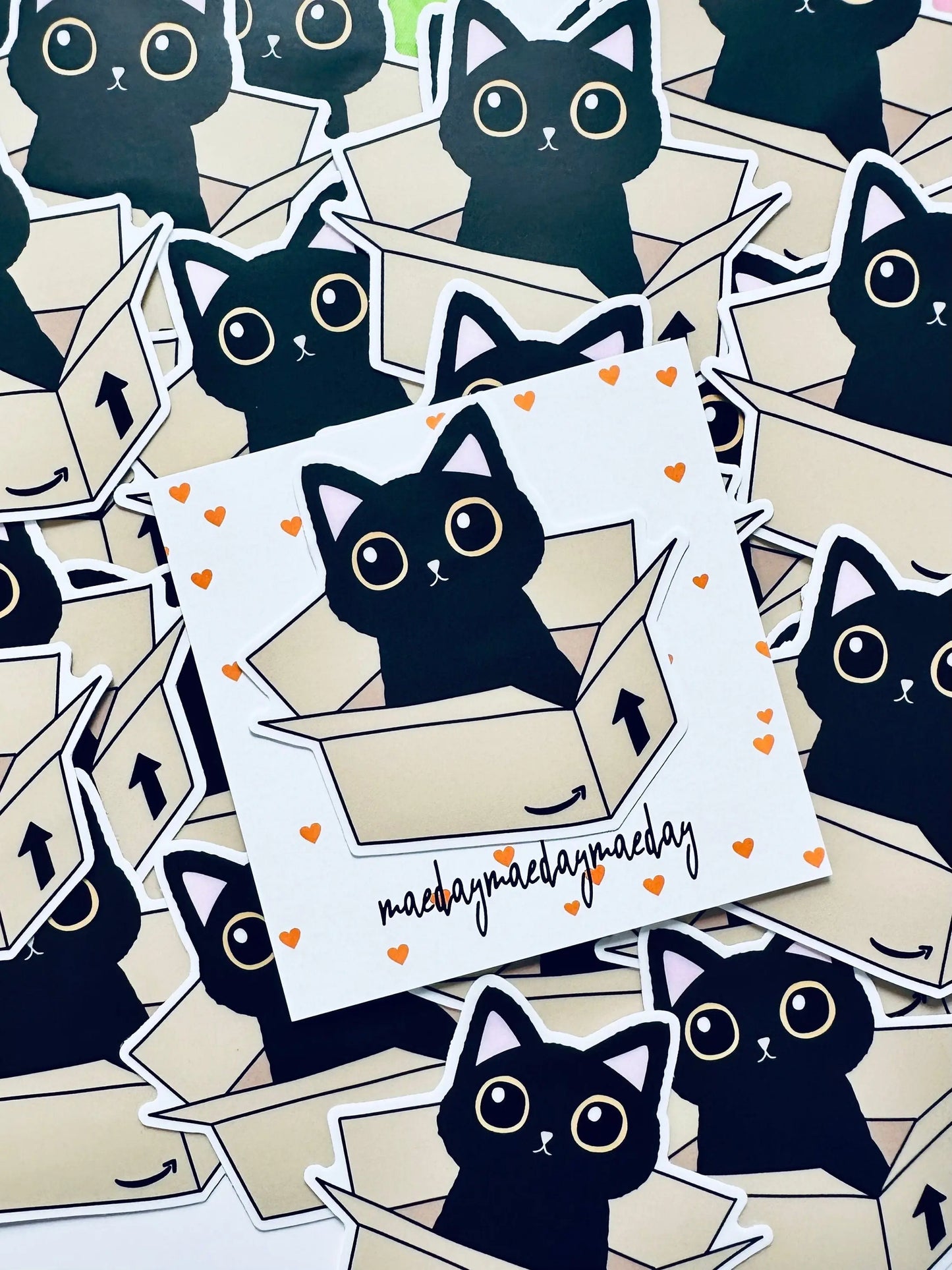 Black Cat in Prime Box Sticker, Void in Box Sticker Sticker, Cat Lover Sticker, Trendy Sticker for Kindle, Laptop, Bookish Delivery Cat maedaymaedaymaeday