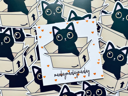 Black Cat in Prime Box Sticker, Void in Box Sticker Sticker, Cat Lover Sticker, Trendy Sticker for Kindle, Laptop, Bookish Delivery Cat maedaymaedaymaeday