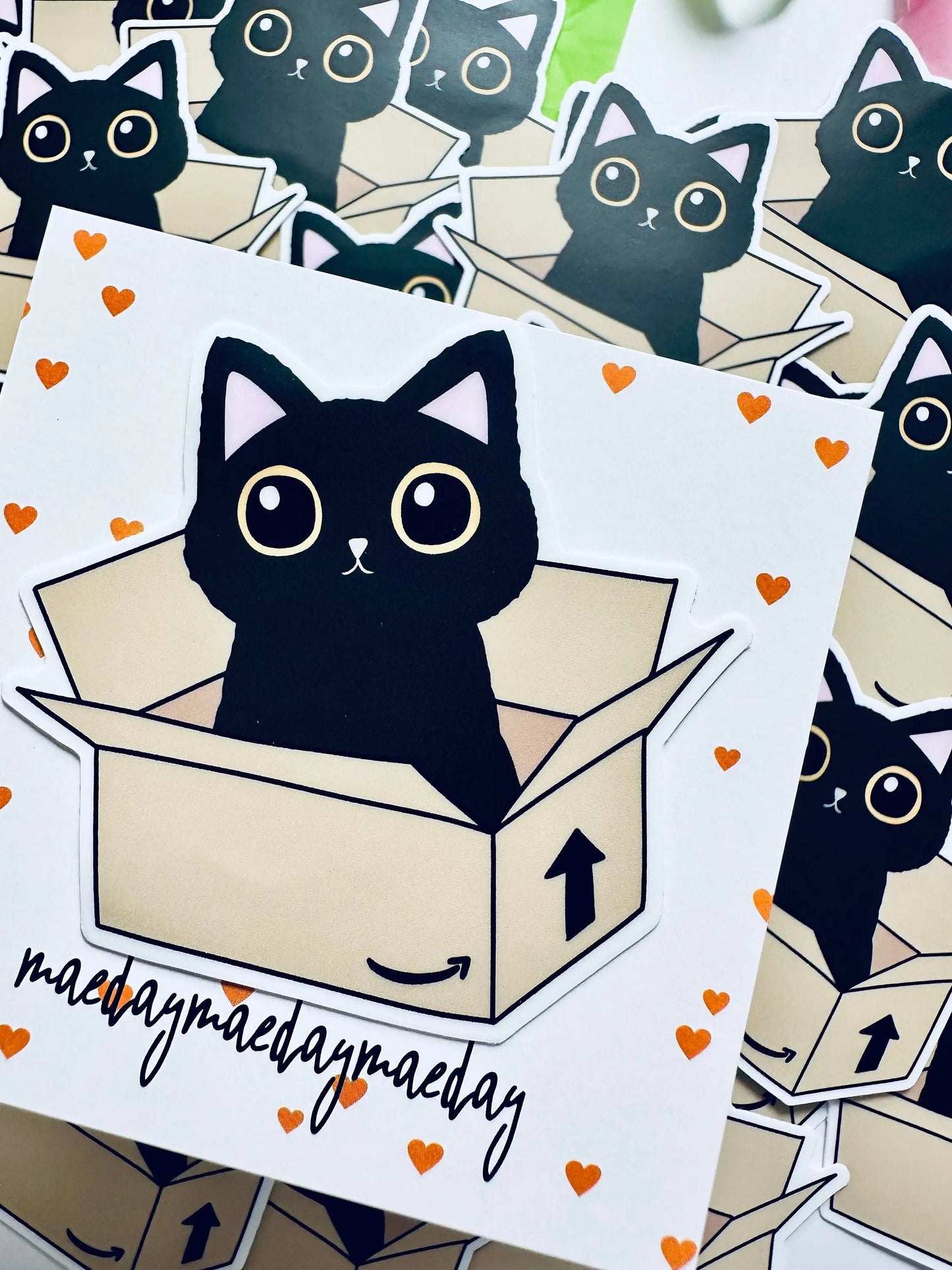 Black Cat in Prime Box Sticker, Void in Box Sticker Sticker, Cat Lover Sticker, Trendy Sticker for Kindle, Laptop, Bookish Delivery Cat maedaymaedaymaeday