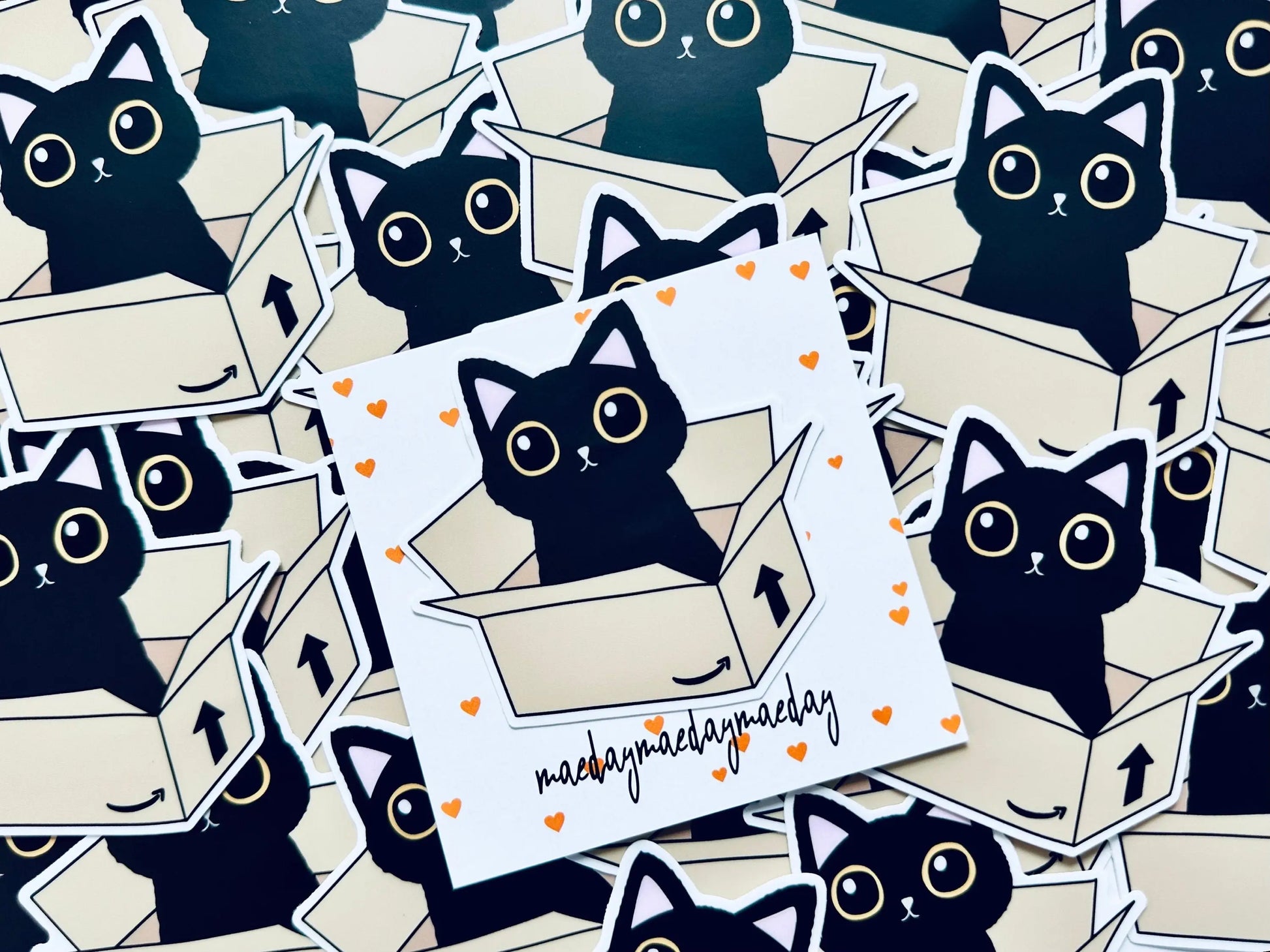 Black Cat in Prime Box Sticker, Void in Box Sticker Sticker, Cat Lover Sticker, Trendy Sticker for Kindle, Laptop, Bookish Delivery Cat maedaymaedaymaeday