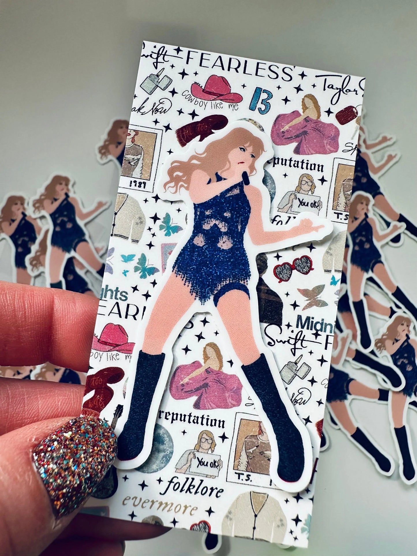 Blue Cutout Midnights Eras Bodysuit Sticker, Midnights Eras Outfit Sticker - maedaymaedaymaeday