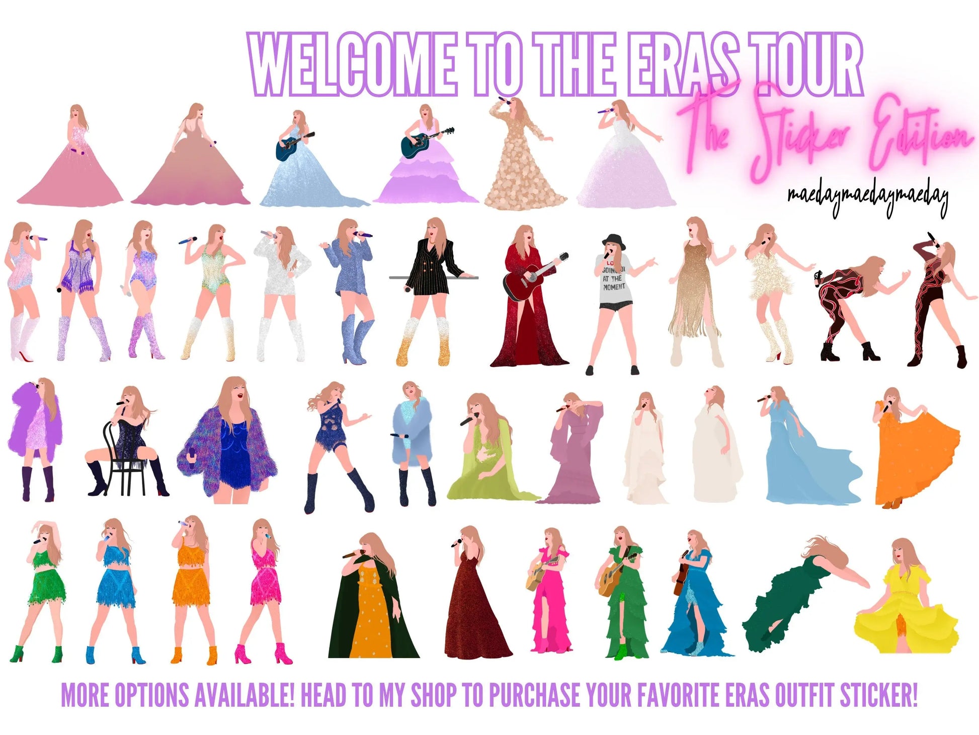 Blue Eras Tour Surprise Acoustic Set Eras Outfit, Blue Cap Sleeve Dress Eras Sticker - maedaymaedaymaeday