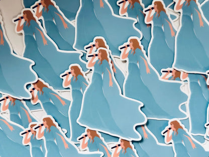 Blue Folklore Eras Outfit Sticker, Blue Folklore Dress, By the Eras Outfit Sticker, Eras Outfit Sticker, Swift Inspired Vinyl Sticker maedaymaedaymaeday