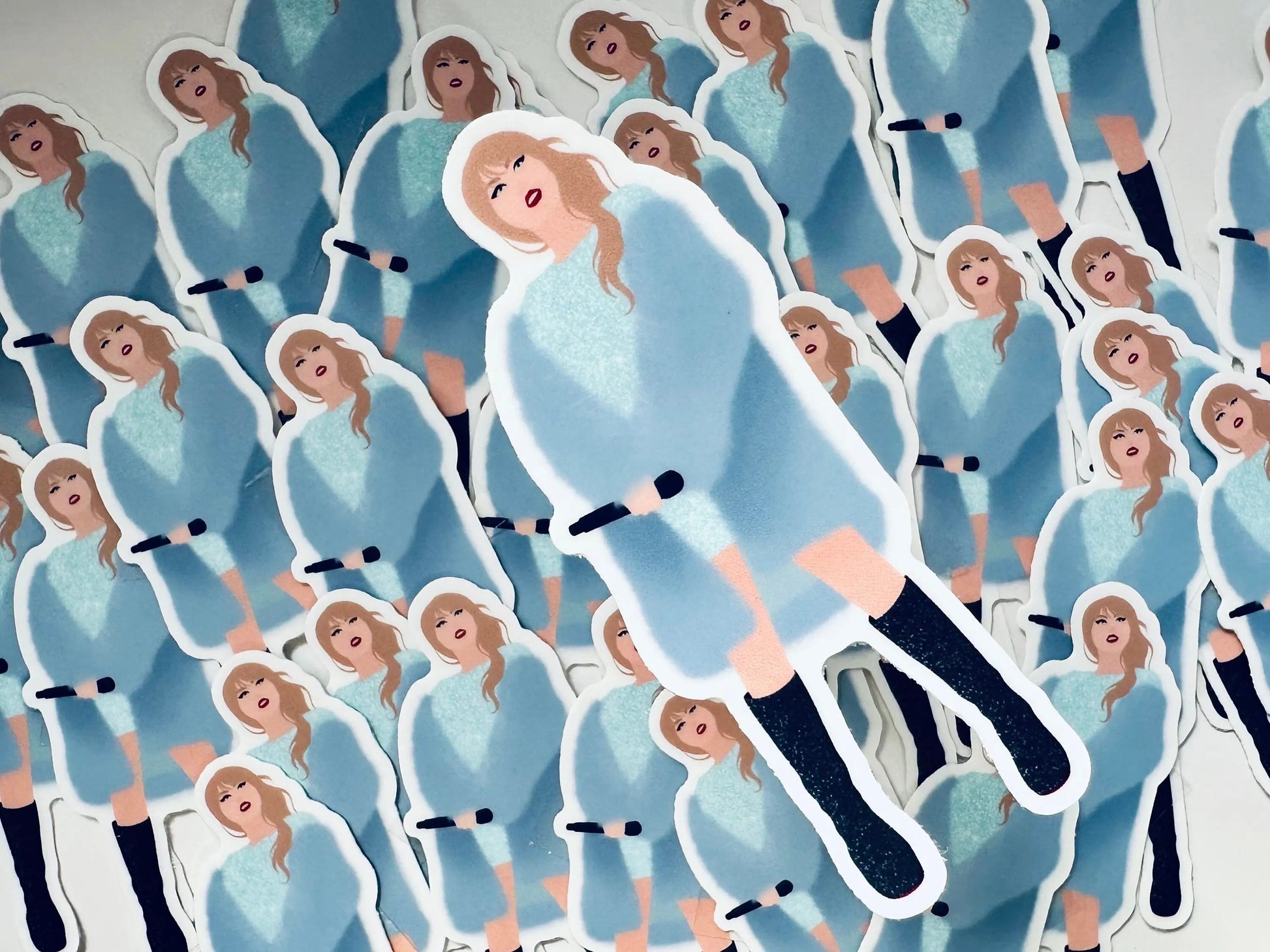 Blue Eras Shirt Dress Sticker, Blue Fuzzy Jacket Eras Inspired Vinyl Sticker Blue Eras Shirt Dress Sticker, Blue Fuzzy Jacket Eras Inspired Vinyl Sticker