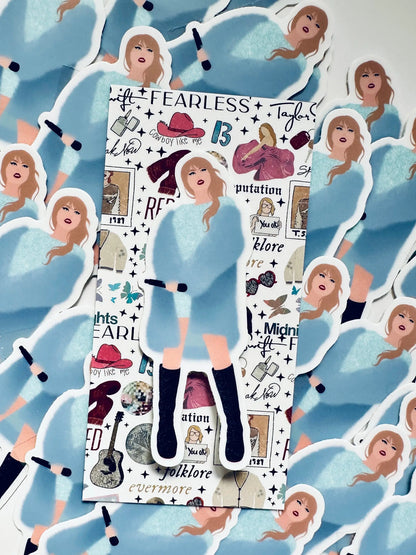 Blue Midnights Shirt Dress Eras Sticker, Blue Fuzzy Jacket Sticker, By the Eras Outfit Sticker,Eras Outfit Sticker, Swift Inspired Sticker maedaymaedaymaeday