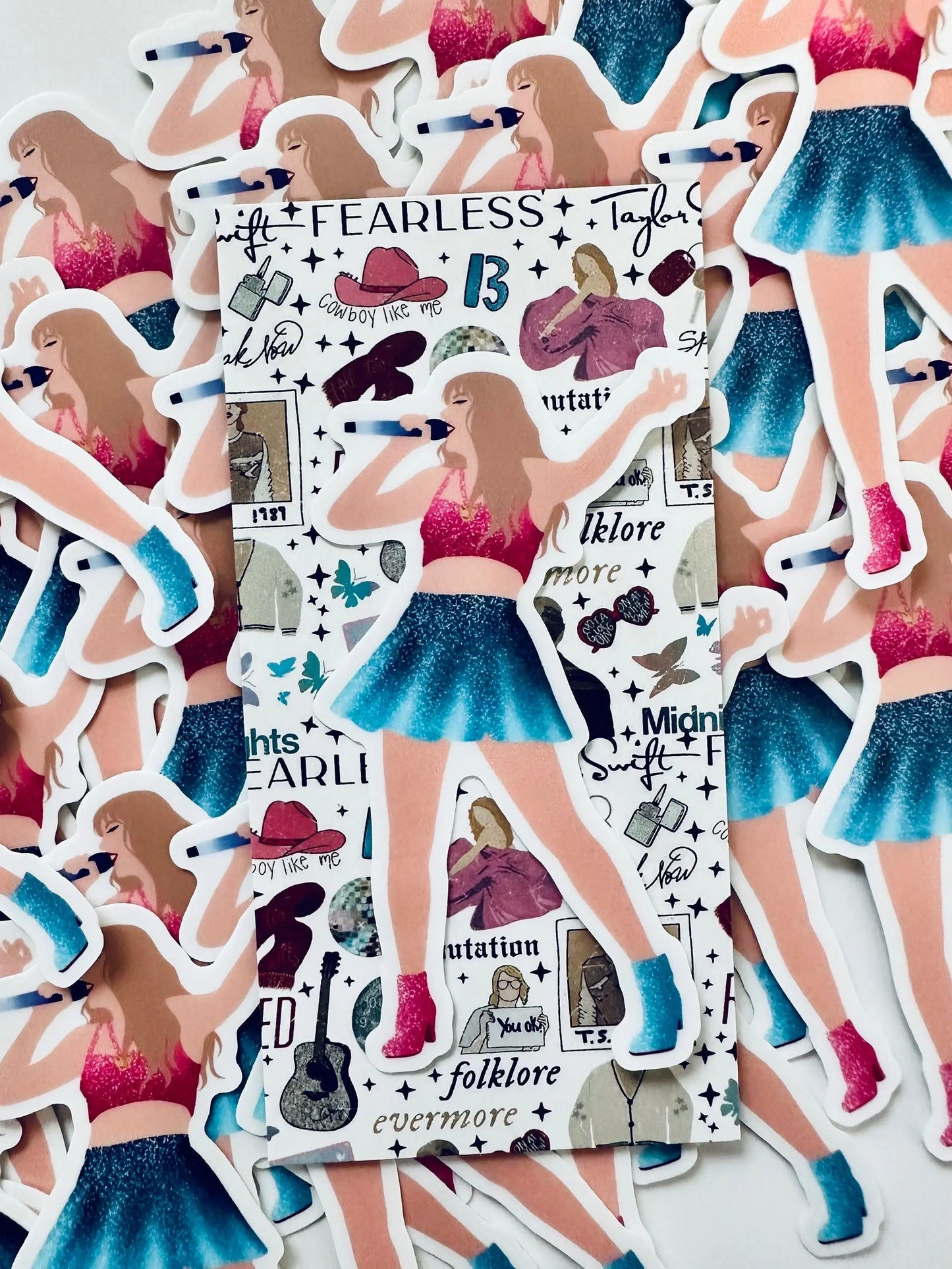 Blue & Pink 1989 Eras Outfit Sticker, Shake it Off Sticker, By the Eras Outfit Sticker, Europe Eras Outfit Sticker,Swift Inspired Sticker maedaymaedaymaeday