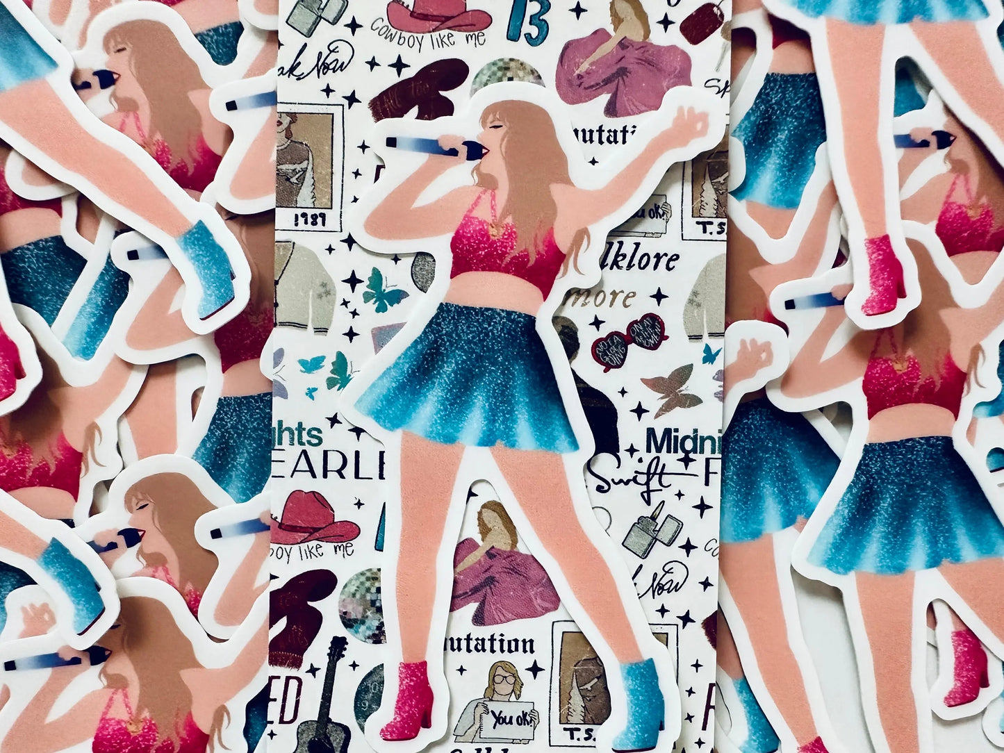 Blue & Pink 1989 Eras Outfit Sticker, Shake it Off Sticker, By the Eras Outfit Sticker, Europe Eras Outfit Sticker,Swift Inspired Sticker maedaymaedaymaeday