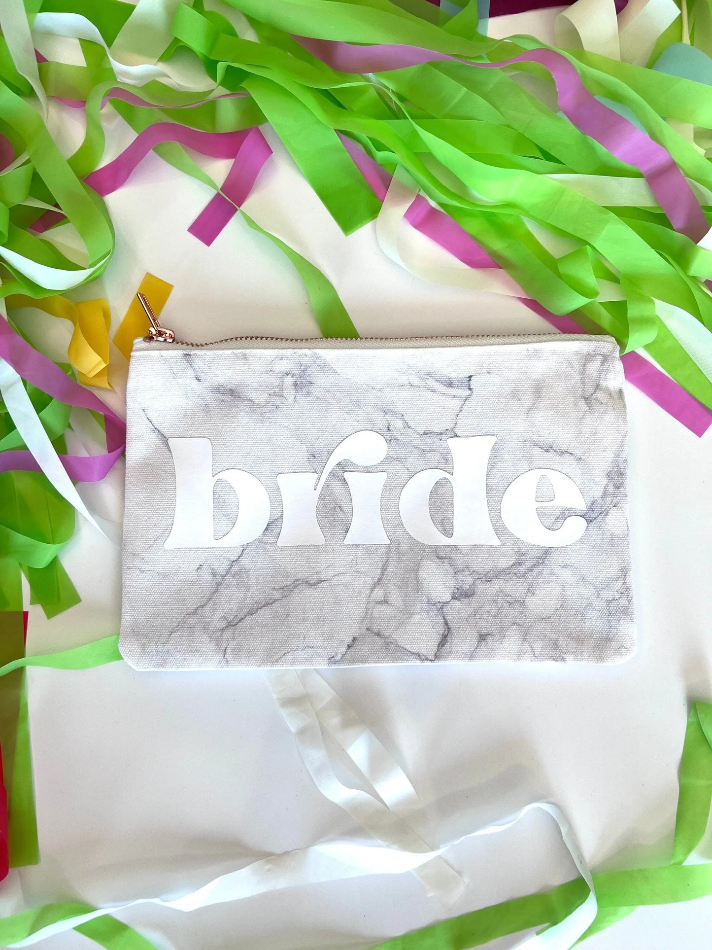 Bride & Bride Tribe Lined Cosmetic Bag | Makeup Zipper Pouch | Watercolor | Personalized Canvas Bag | Bachelorette Party | Retro Bride - maedaymaedaymaeday