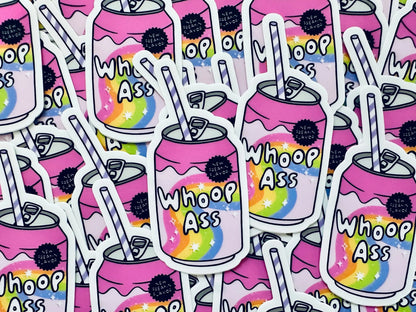 Can of Whoop Ass Sticker, New Flavor Whoop Ass Mental Health Sticker, Trendy Sticker for Kindle, Laptop, Best Selling Permanent Sticker maedaymaedaymaeday