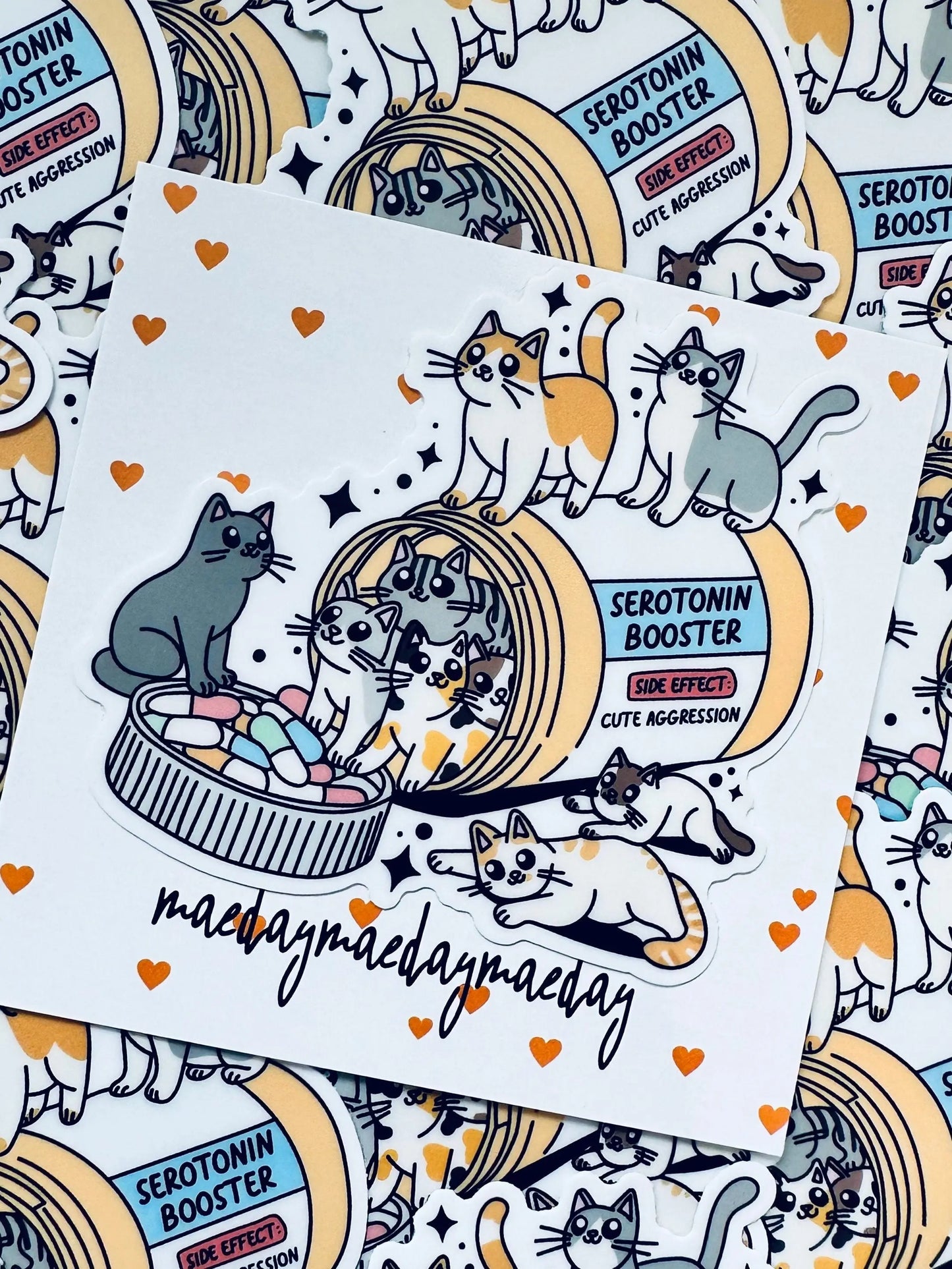 Cat Prescription Serotonin Booster Sticker, Mental Health Awareness Sticker for Cat Lover maedaymaedaymaeday