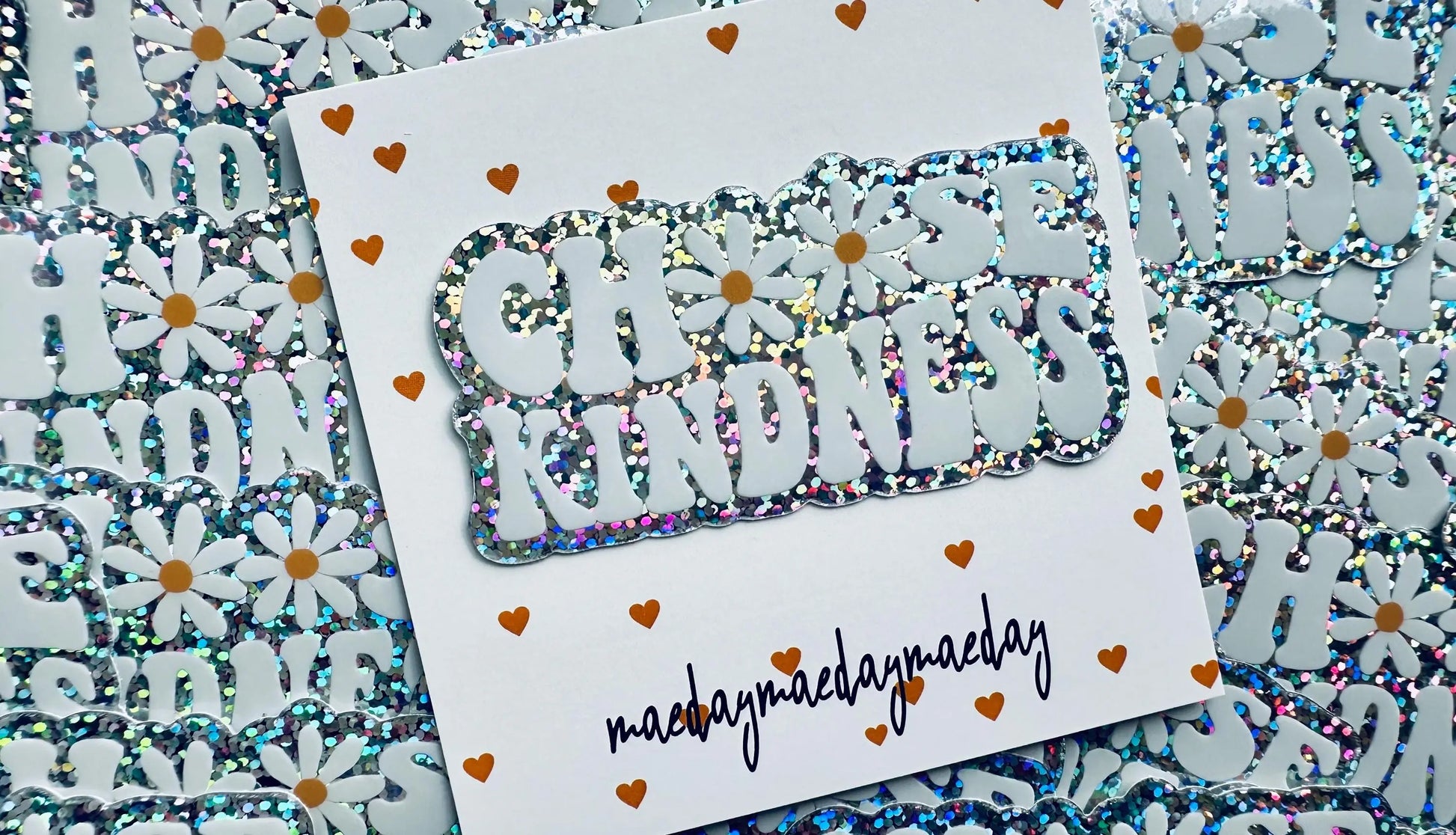 Choose Kindness Sticker, Daisy, Holographic Glitter Sticker, Kindle Sticker maedaymaedaymaeday