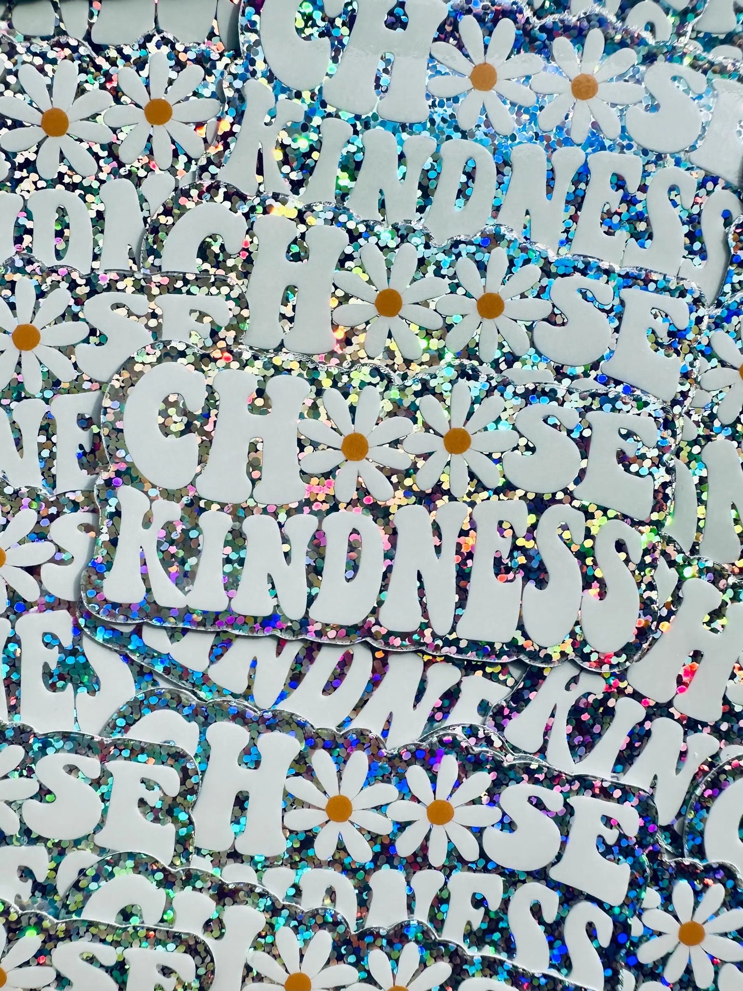 Choose Kindness Sticker, Daisy, Holographic Glitter Sticker, Kindle Sticker maedaymaedaymaeday