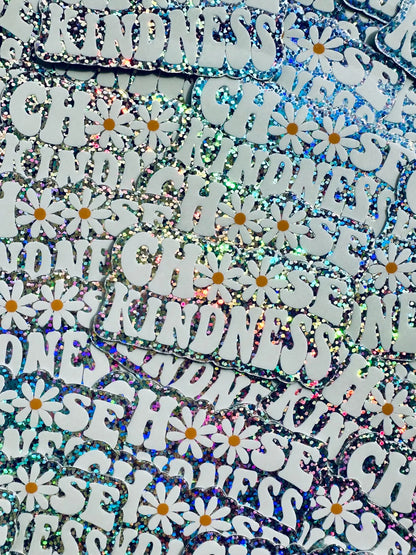 Choose Kindness Sticker, Daisy, Holographic Glitter Sticker, Kindle Sticker maedaymaedaymaeday