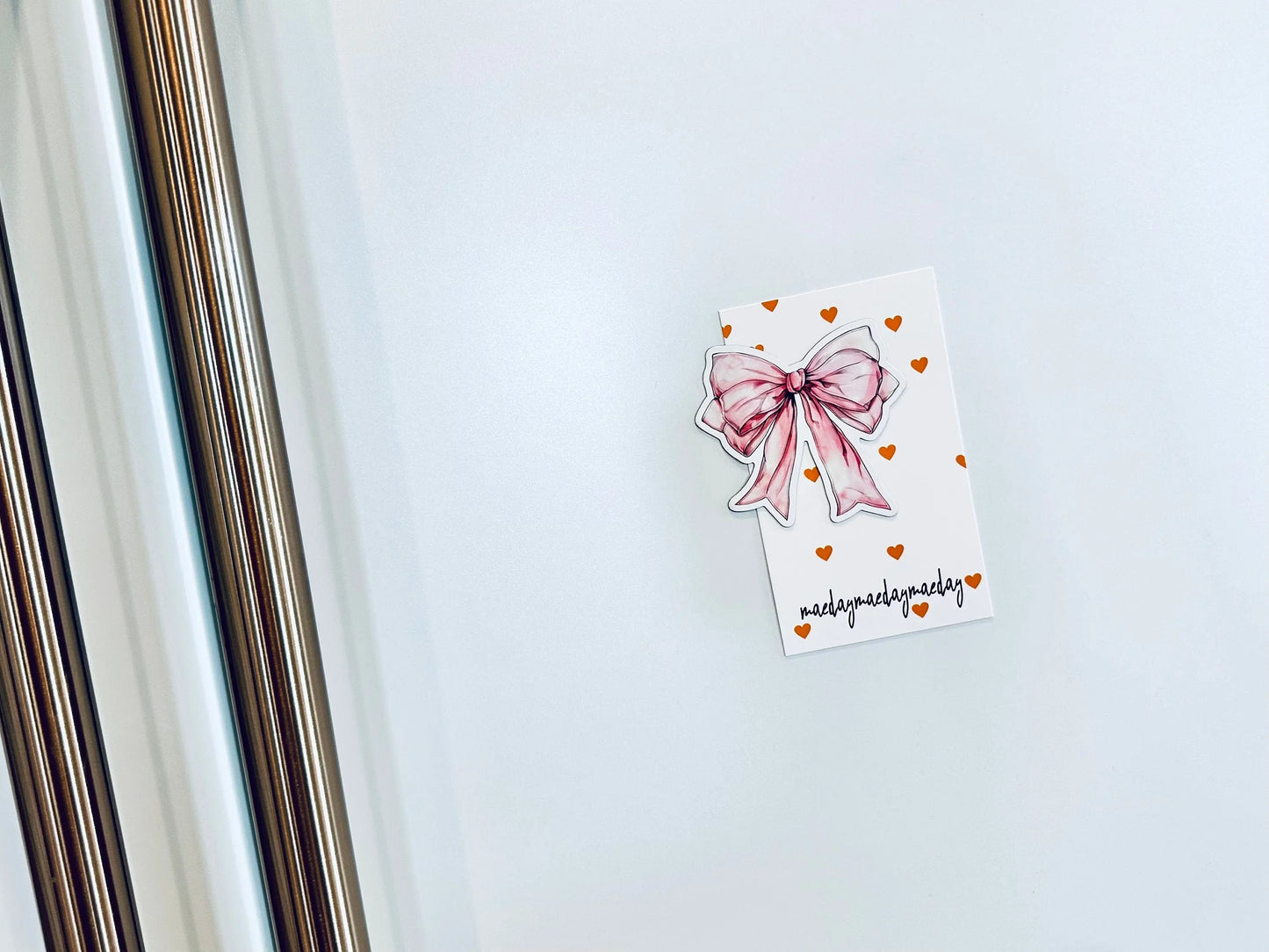 Croquette Bow Magnet, Watercolor Bow Magnet, Pink Ribbon/Bow Car and Fridge Magnet