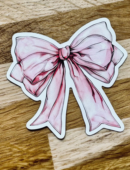 Croquette Bow Magnet, Watercolor Bow Magnet, Pink Ribbon/Bow Car and Fridge Magnet