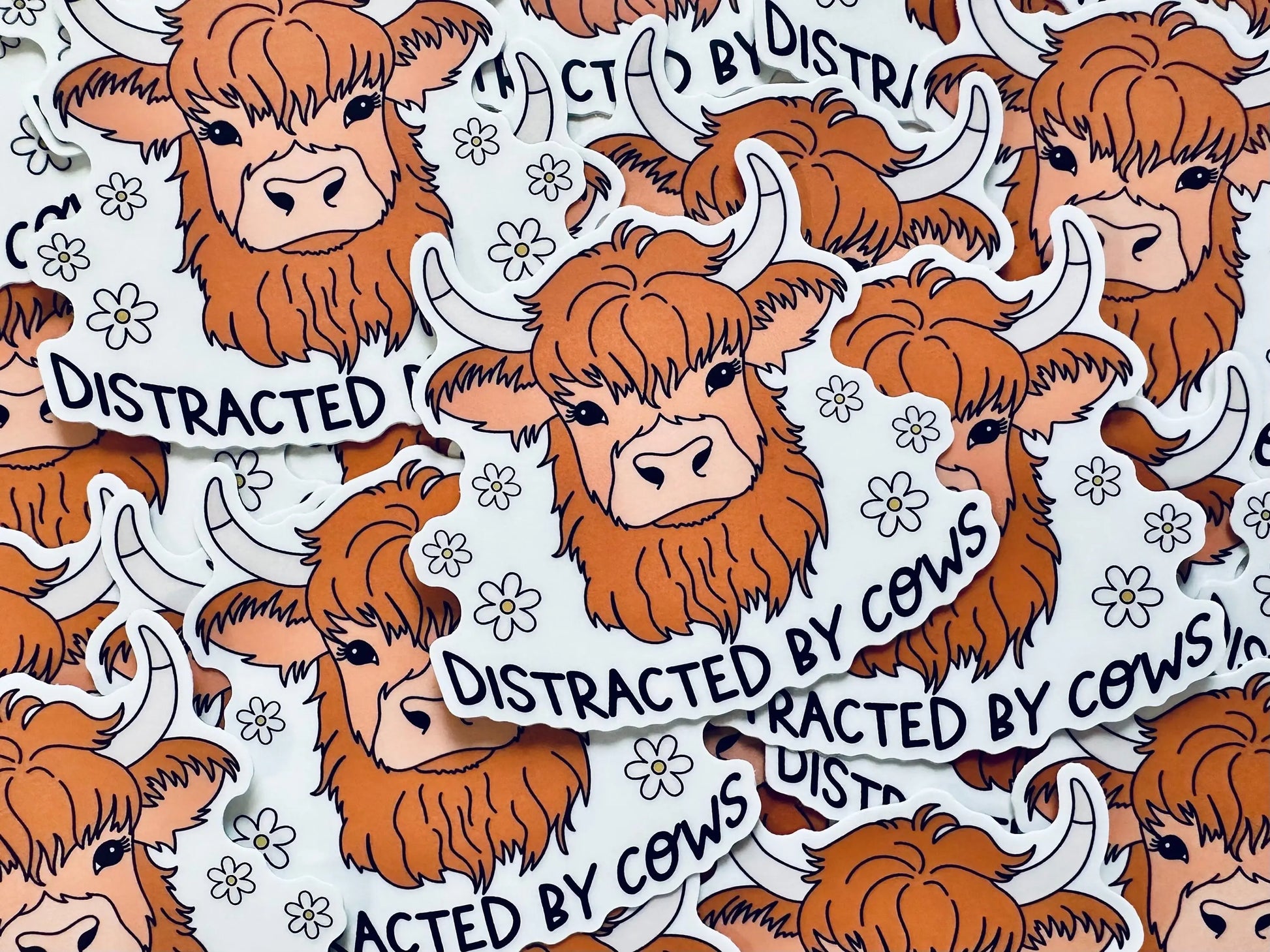 Distracted by Cows Sticker, Cute, Trendy Country Sticker for Kindle, Laptop, Easily Distracted Mental Health Sticker maedaymaedaymaeday