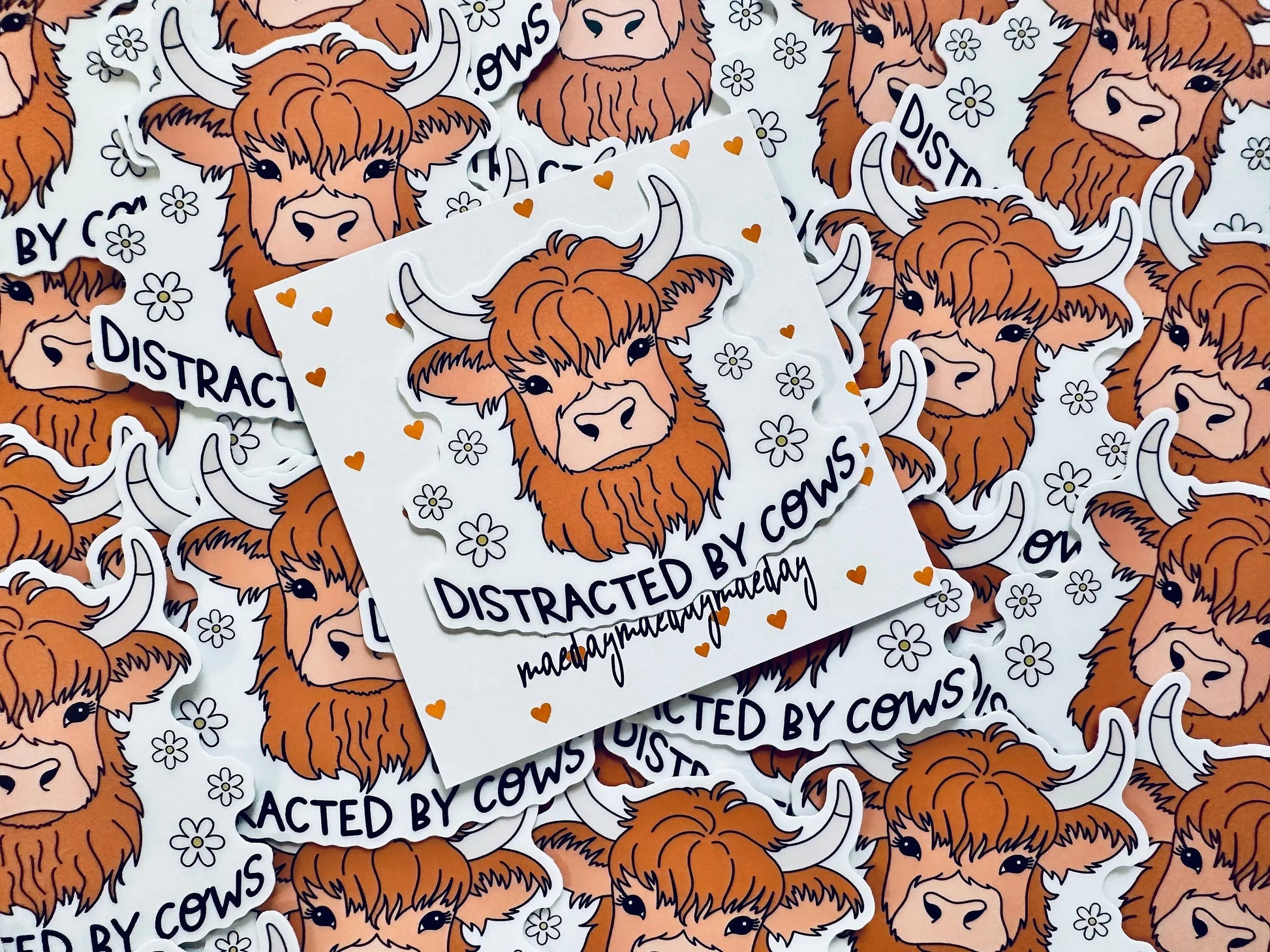 Distracted by Cows Sticker, Cute, Trendy Country Sticker for Kindle, Laptop, Easily Distracted Mental Health Sticker maedaymaedaymaeday