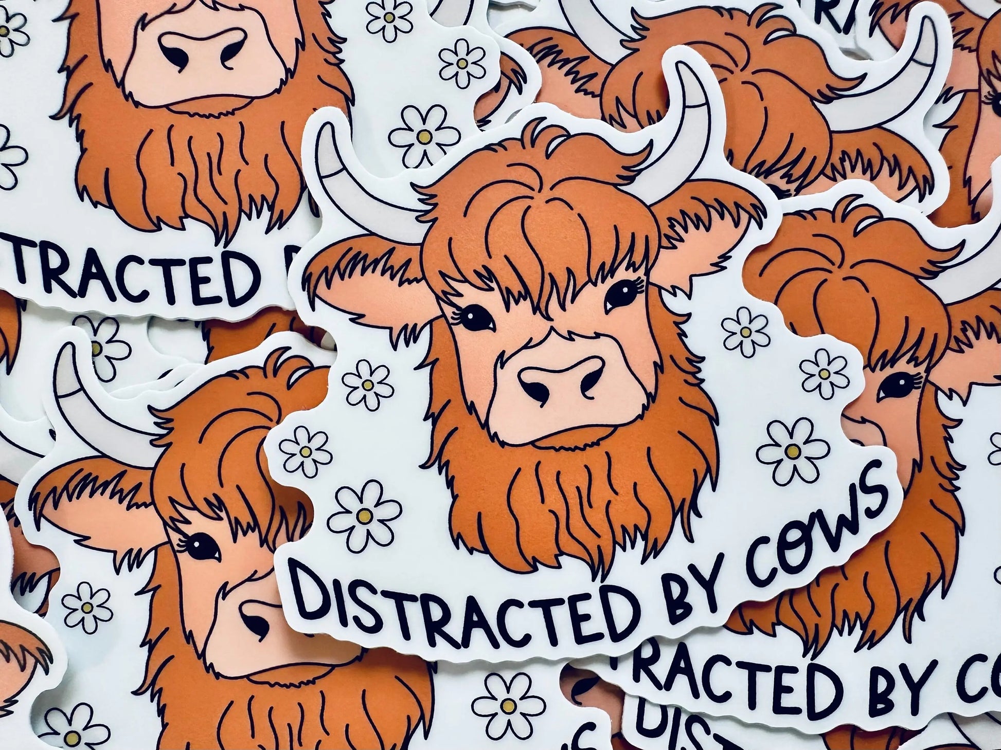 Distracted by Cows Sticker, Cute, Trendy Country Sticker for Kindle, Laptop, Easily Distracted Mental Health Sticker maedaymaedaymaeday