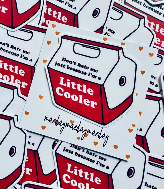 Don't Hate me Just Because I'm a Little Cooler Sticker, Red Cooler Humor, Trendy Sticker for Kindle, Laptop, Weatherproof, Permanent Sticker maedaymaedaymaeday