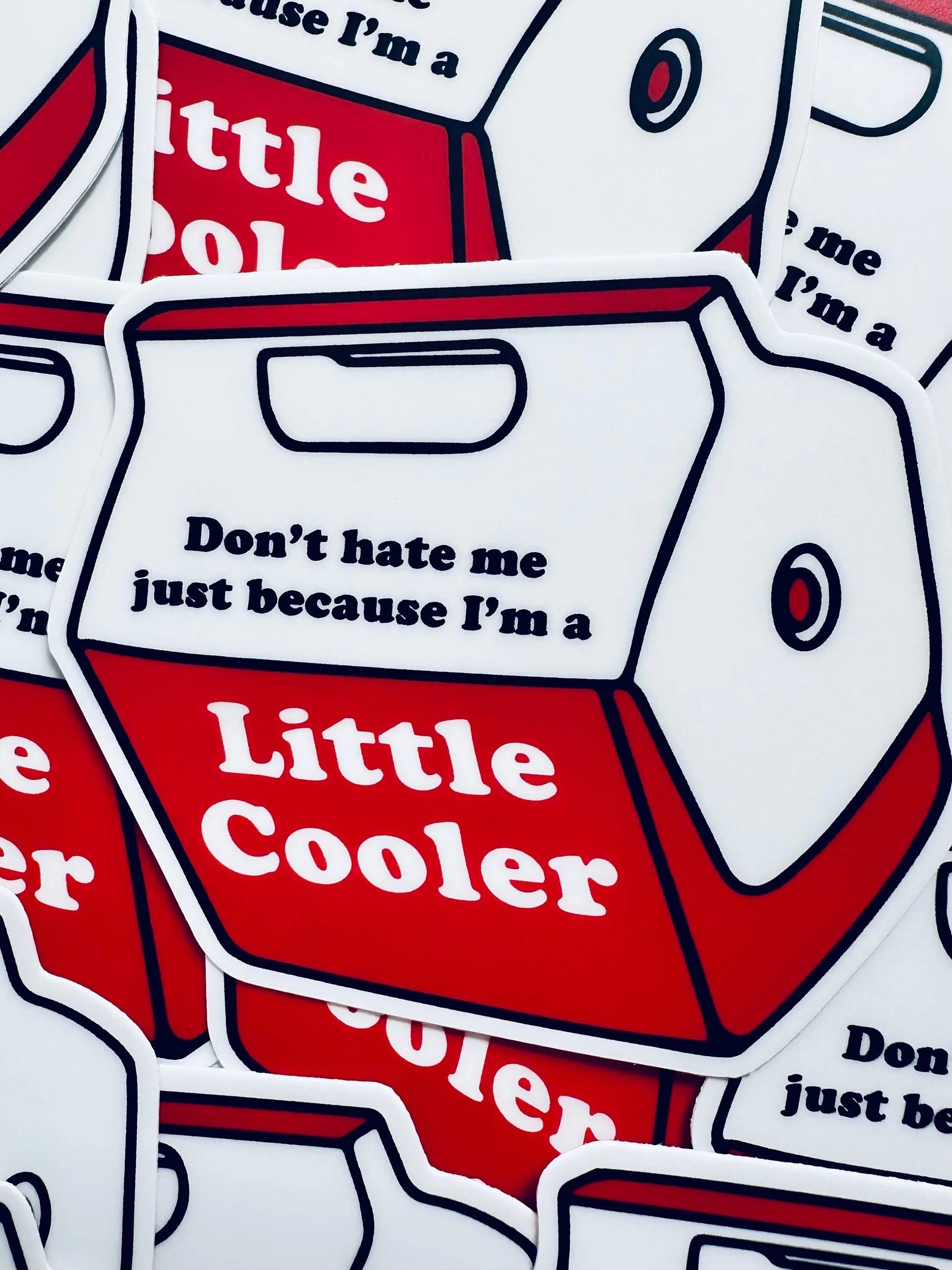 Don't Hate me Just Because I'm a Little Cooler Sticker, Red Cooler Humor, Trendy Sticker for Kindle, Laptop, Weatherproof, Permanent Sticker maedaymaedaymaeday