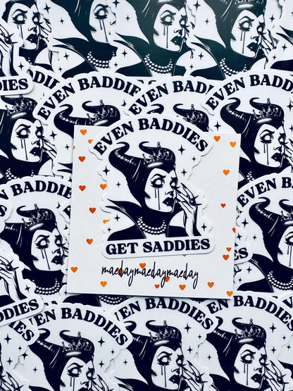 Even Evil Witchy Baddies Get Saddies, Most Evil of All Saddie Sticker, Mental Health Sticker, Trendy Sticker for Kindle, Laptop maedaymaedaymaeday