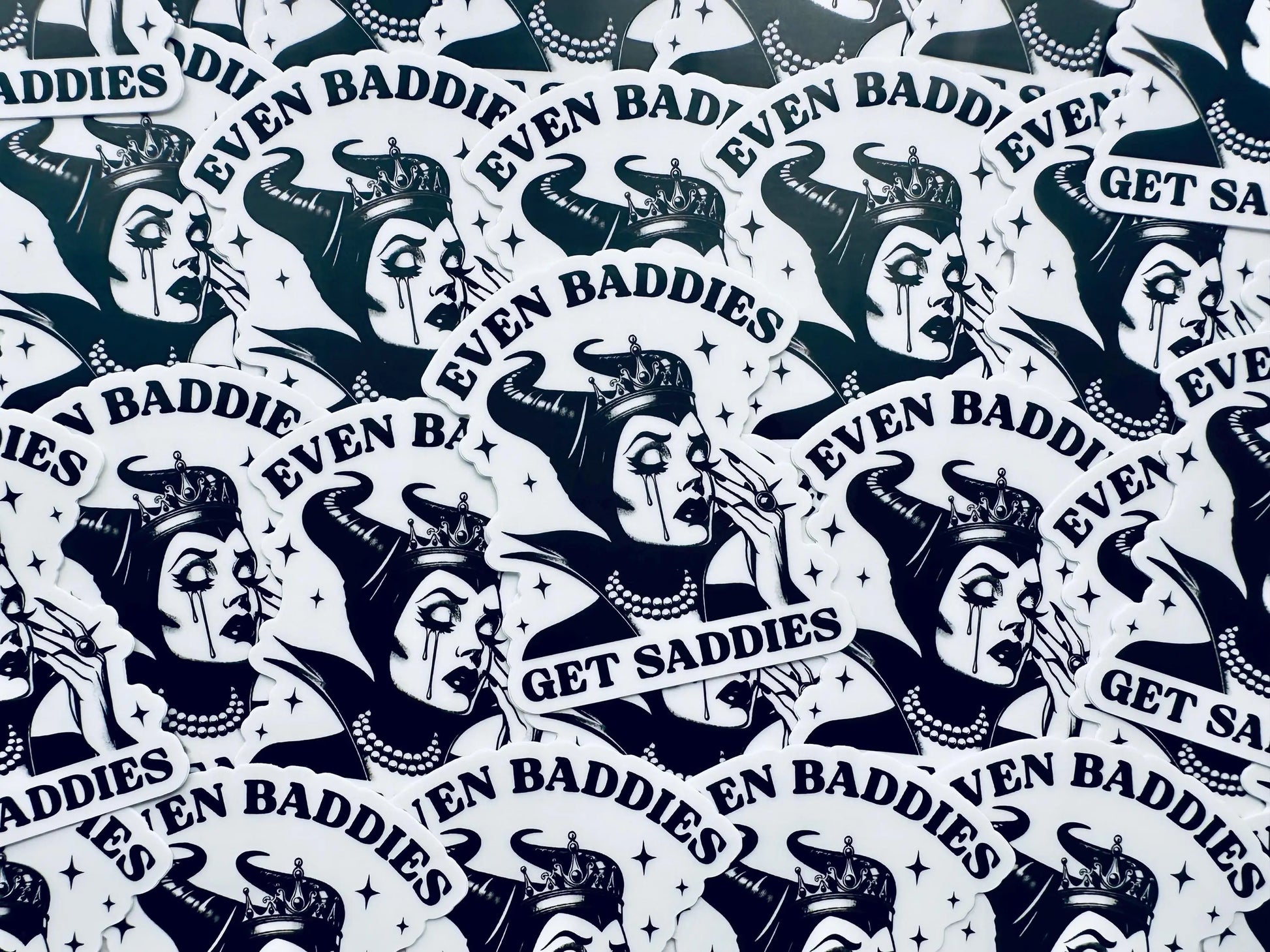 Even Evil Witchy Baddies Get Saddies, Most Evil of All Saddie Sticker, Mental Health Sticker, Trendy Sticker for Kindle, Laptop maedaymaedaymaeday