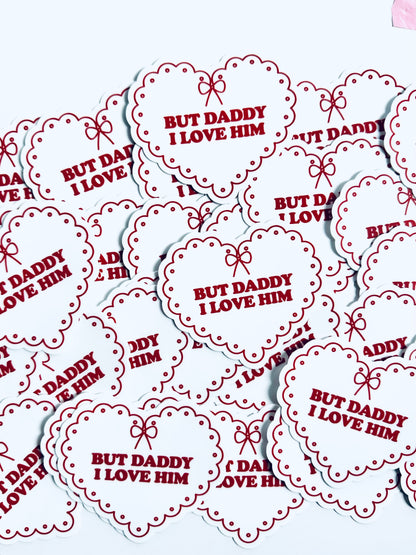 But Daddy I Love Him Corset White Heart Sticker, Tortured Poets Department, TTPD, Eras Weatherproof Sticker maedaymaedaymaeday