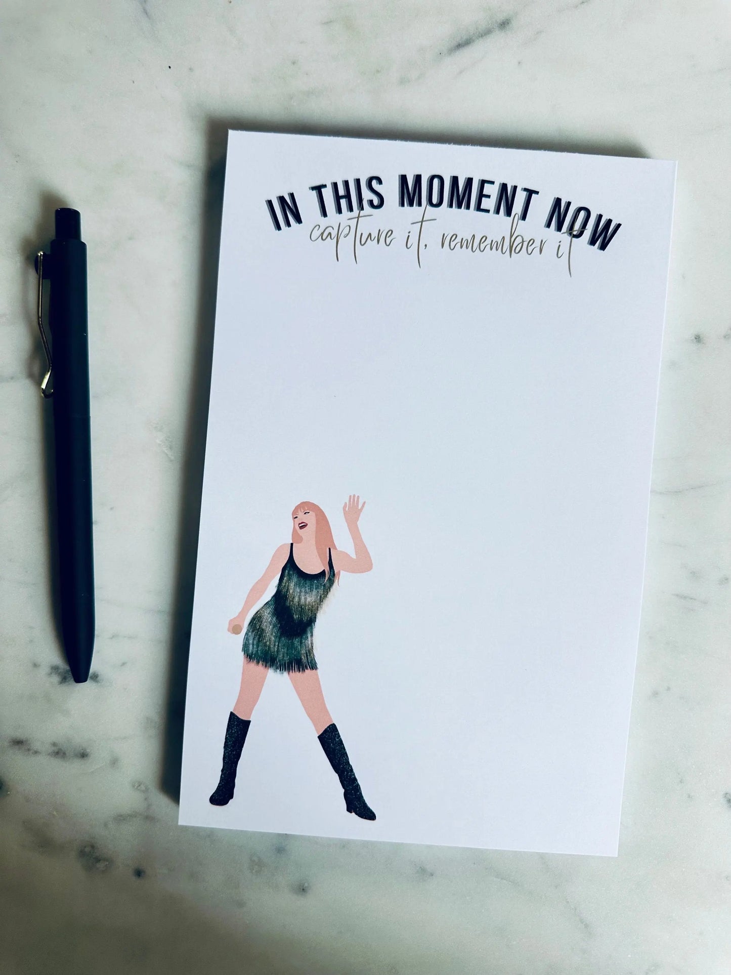 Half Page(5.5x8.5") Pop Culture Queen Notepad, Fearless Album Inspired, In this Moment Now, Capture It, Remember It, Quarter Page Notepad