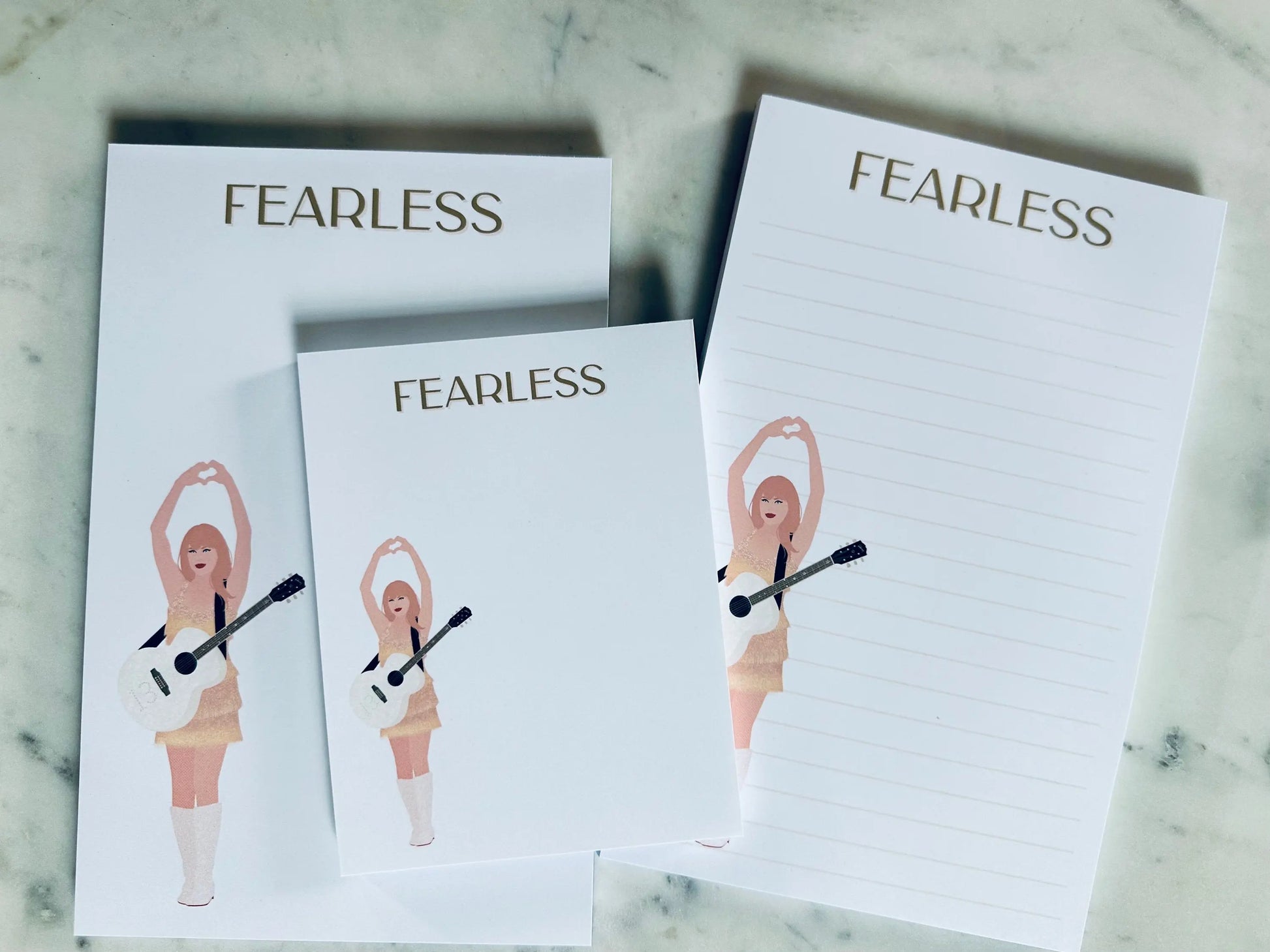 Half Page(5.5x8.5") Pop Culture Queen Notepad, Fearless Album Inspired, Swiftie Heart Hands Fearless, Quarter Page Notepad