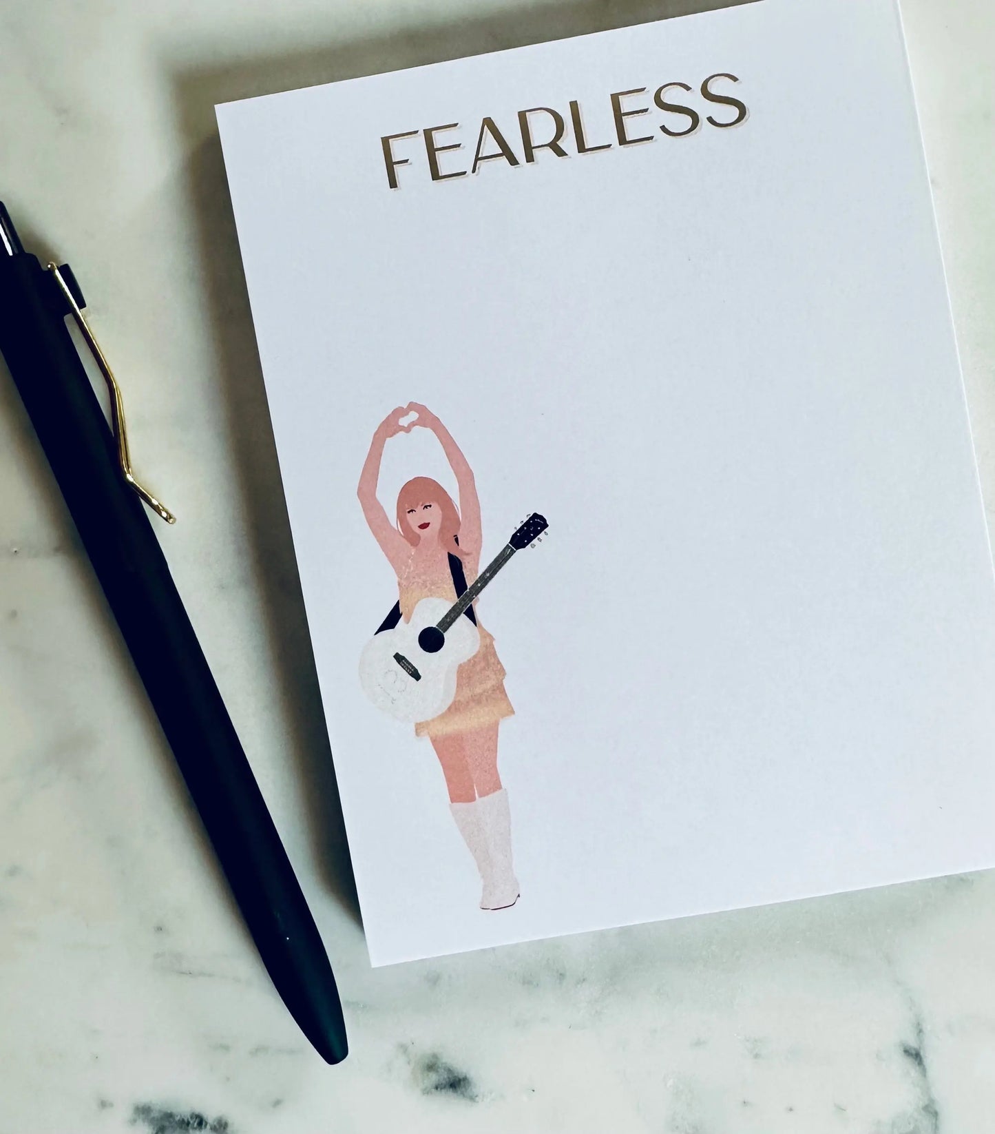 Half Page(5.5x8.5") Pop Culture Queen Notepad, Fearless Album Inspired, Swiftie Heart Hands Fearless, Quarter Page Notepad