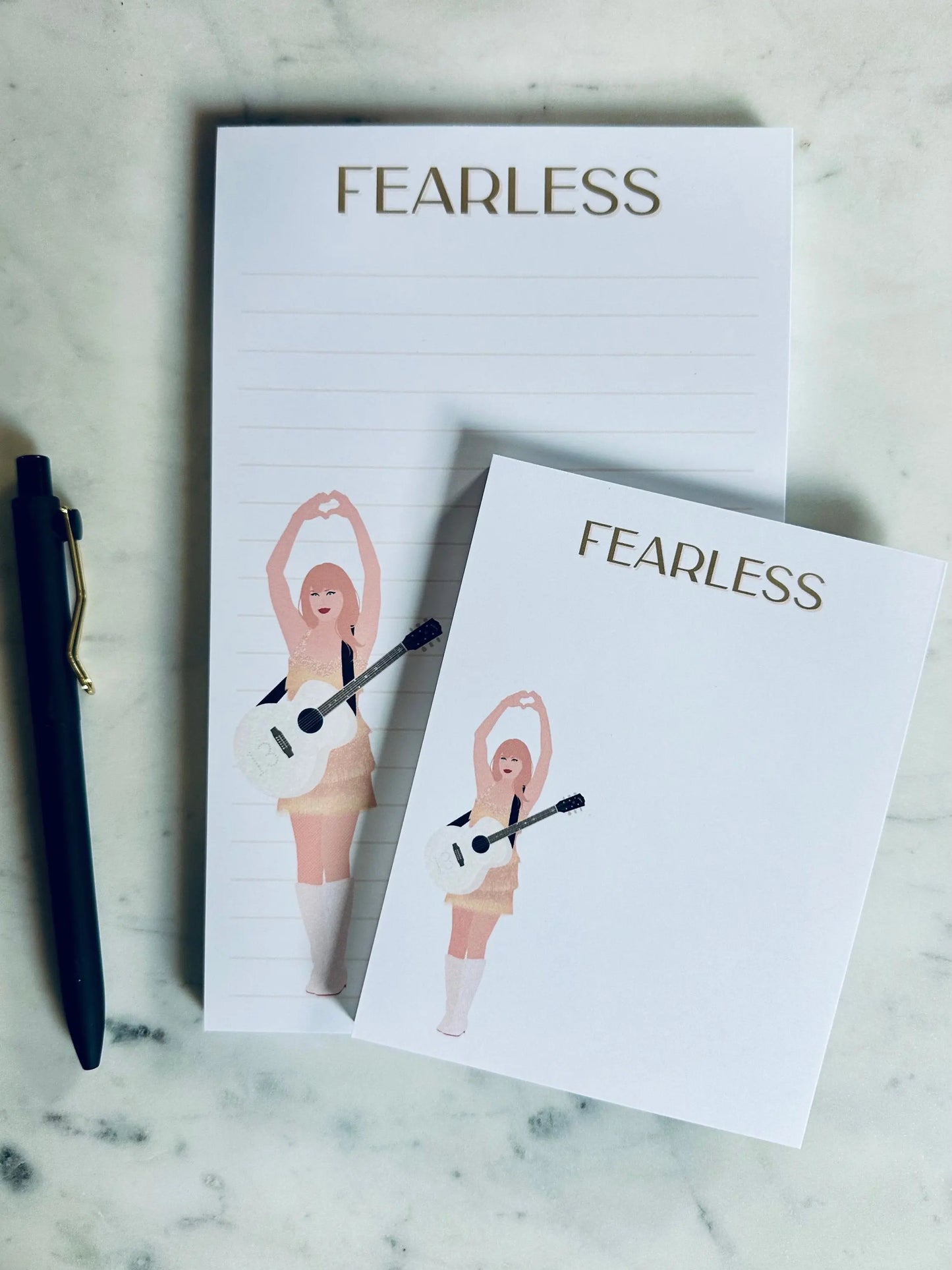 Half Page(5.5x8.5") Pop Culture Queen Notepad, Fearless Album Inspired, Swiftie Heart Hands Fearless, Quarter Page Notepad