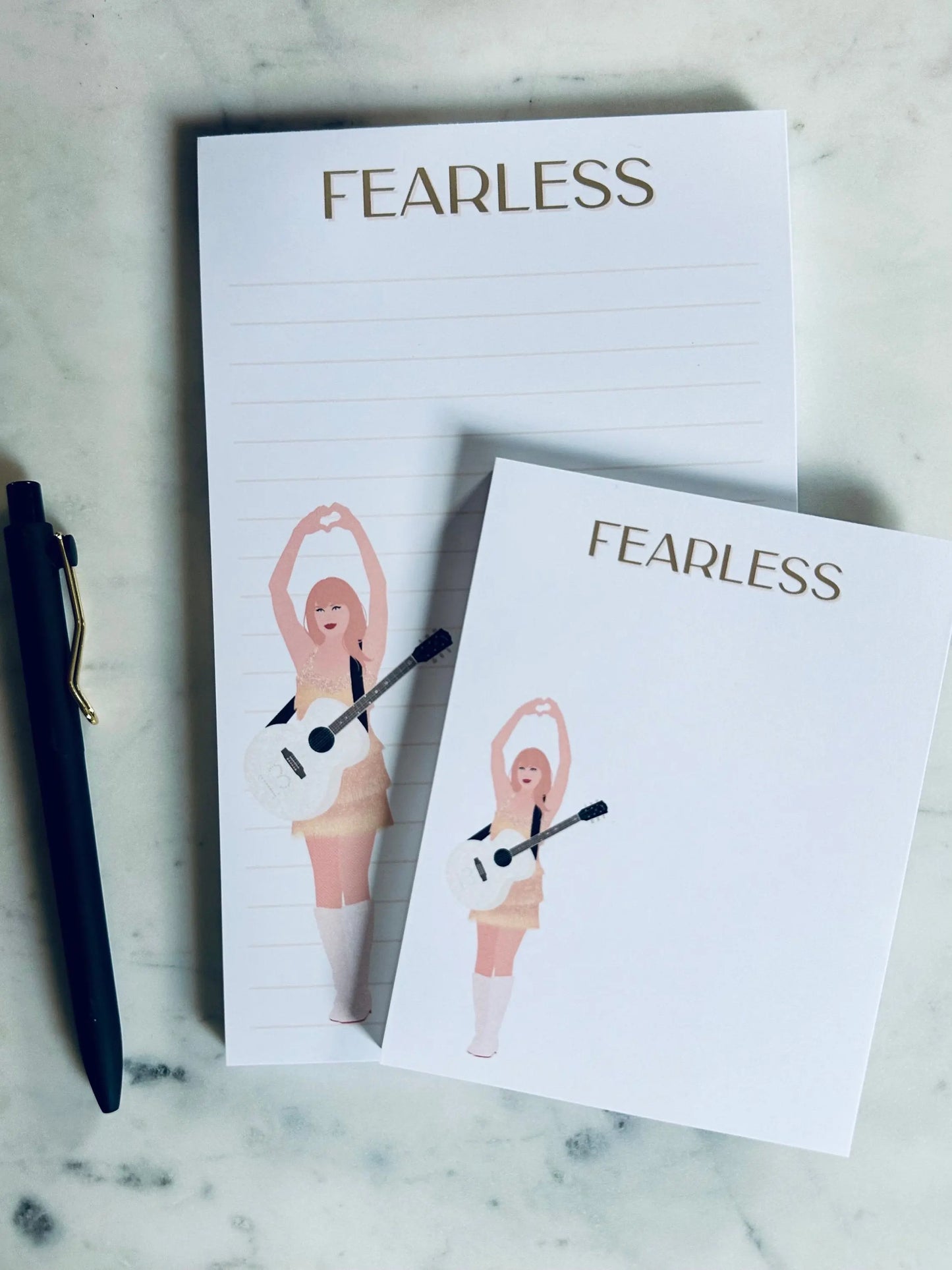 Half Page(5.5x8.5") Pop Culture Queen Notepad, Fearless Album Inspired, Swiftie Heart Hands Fearless, Quarter Page Notepad