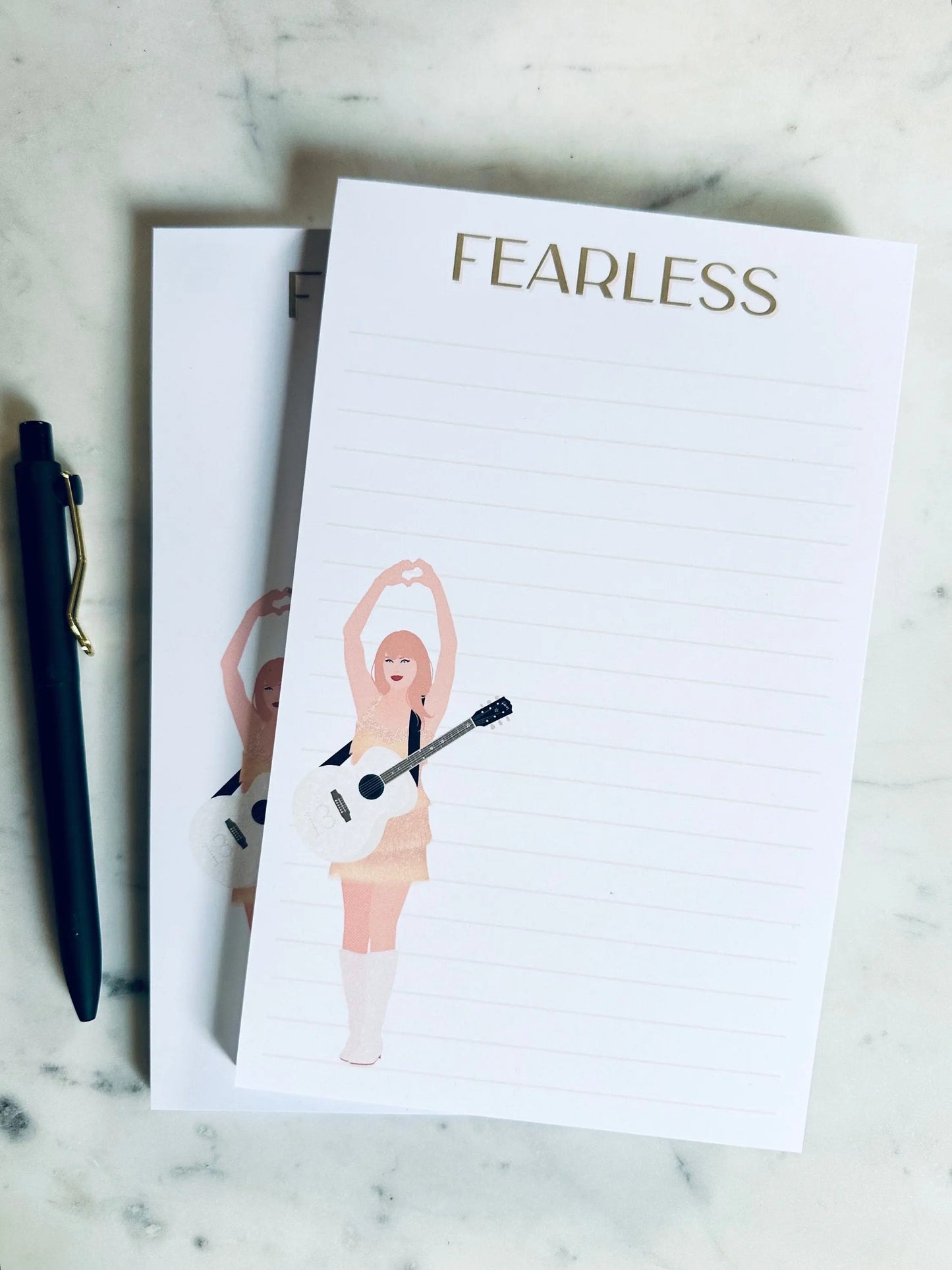 Half Page(5.5x8.5") Pop Culture Queen Notepad, Fearless Album Inspired, Swiftie Heart Hands Fearless, Quarter Page Notepad