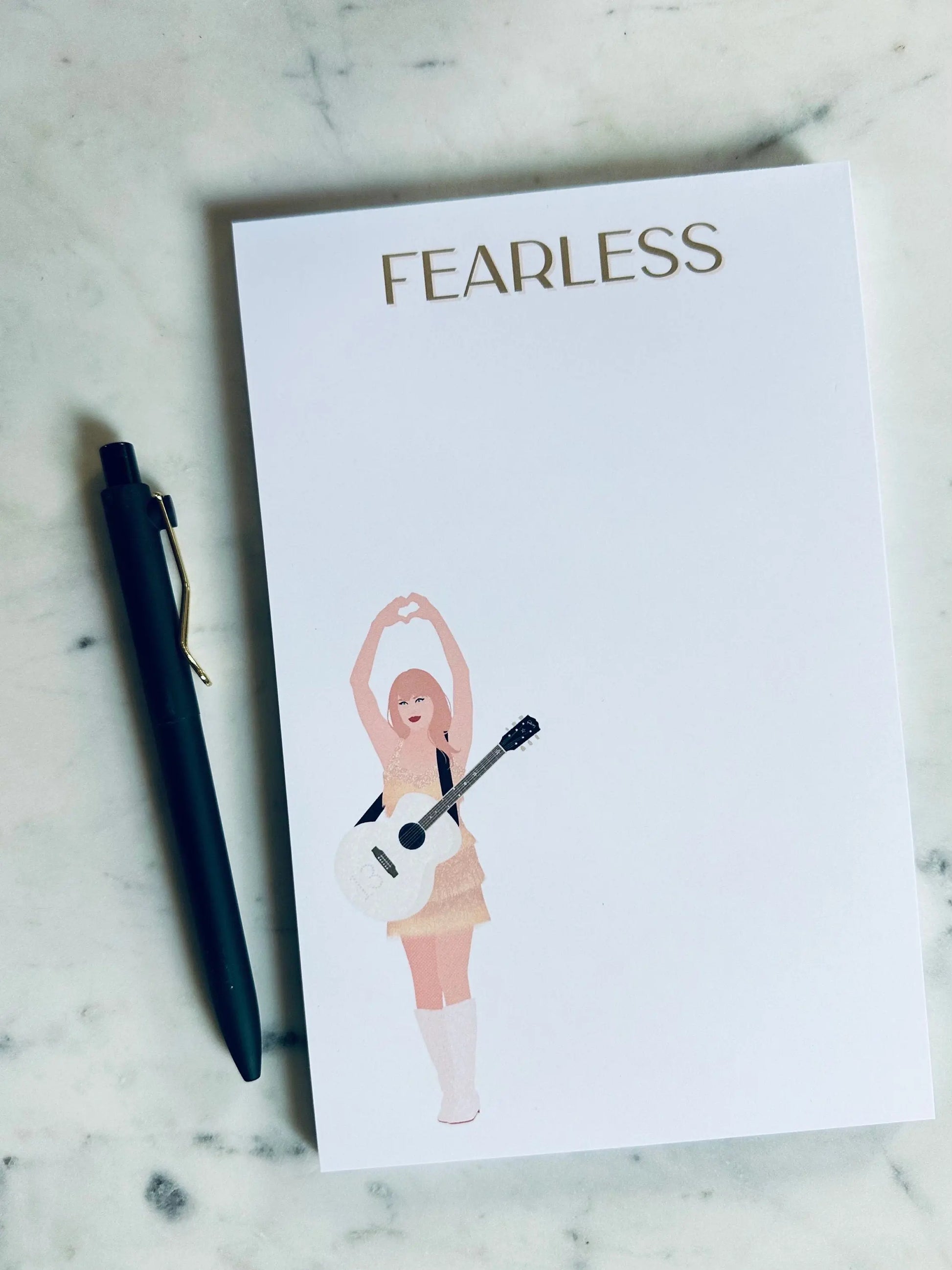 Half Page(5.5x8.5") Pop Culture Queen Notepad, Fearless Album Inspired, Swiftie Heart Hands Fearless, Quarter Page Notepad