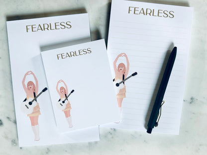 Half Page(5.5x8.5") Pop Culture Queen Notepad, Fearless Album Inspired, Swiftie Heart Hands Fearless, Quarter Page Notepad