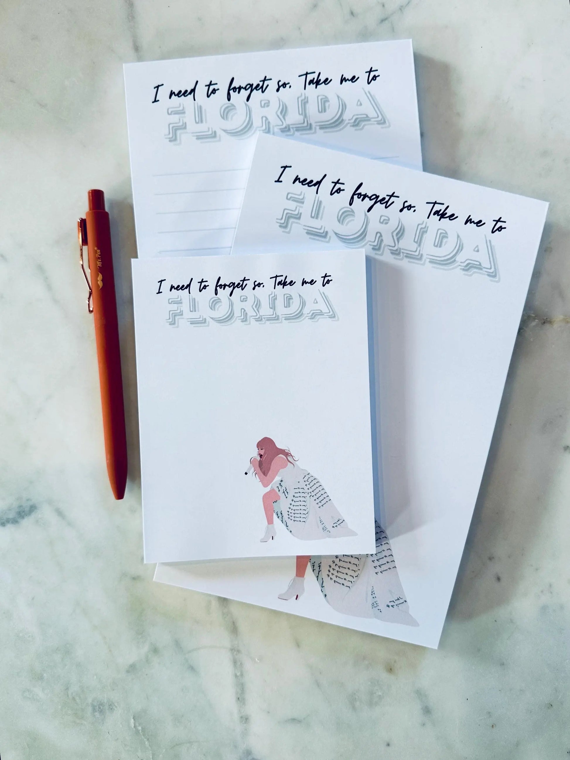 Half & Quarter Page Pop Culture Notepad, Florida!!! To Do List, I need to Forget so Take me to Florida!!!,Eras Merch Swiftie Stationary Gift maedaymaedaymaeday