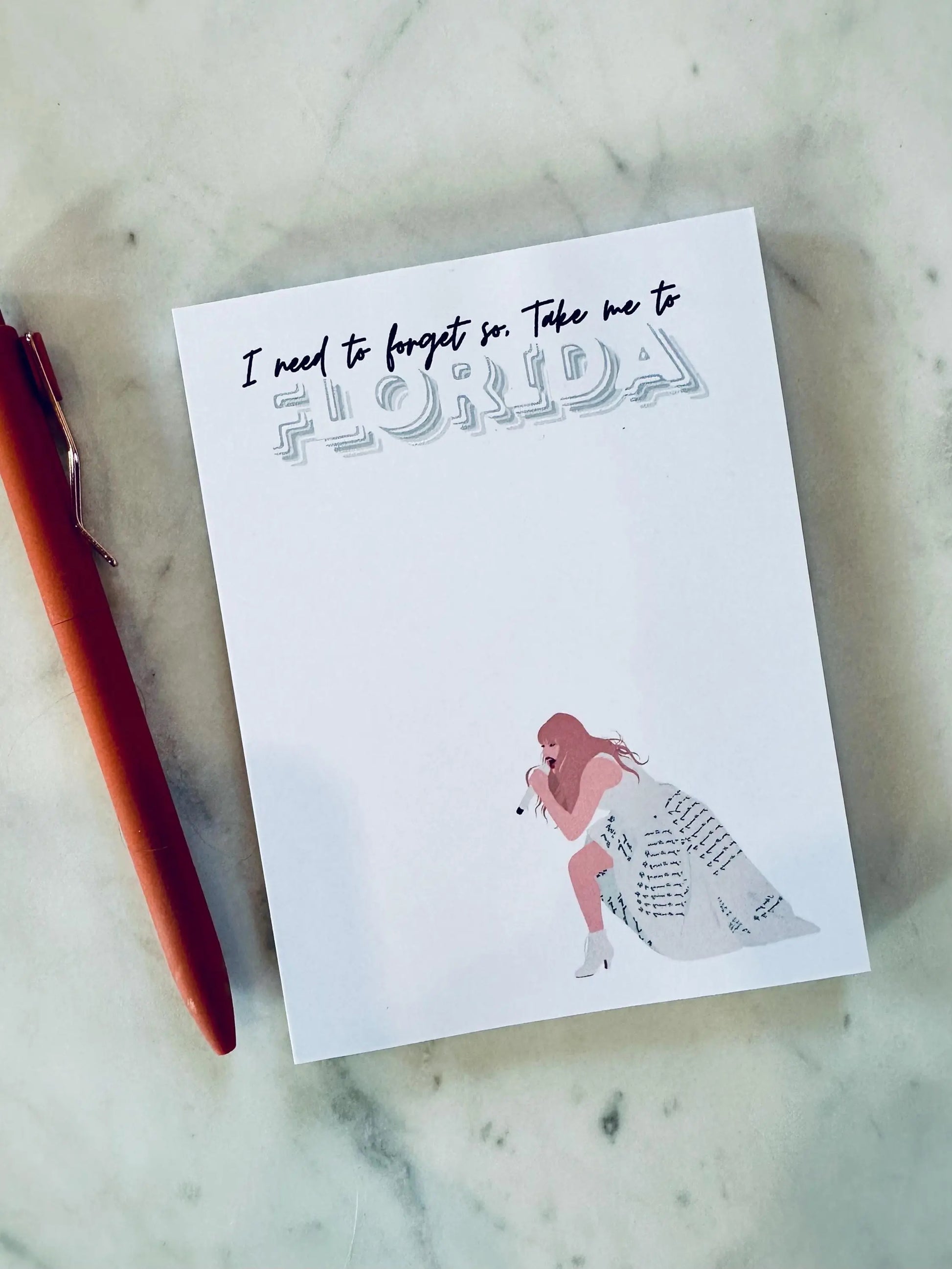 Half & Quarter Page Pop Culture Notepad, Florida!!! To Do List, I need to Forget so Take me to Florida!!!,Eras Merch Swiftie Stationary Gift maedaymaedaymaeday
