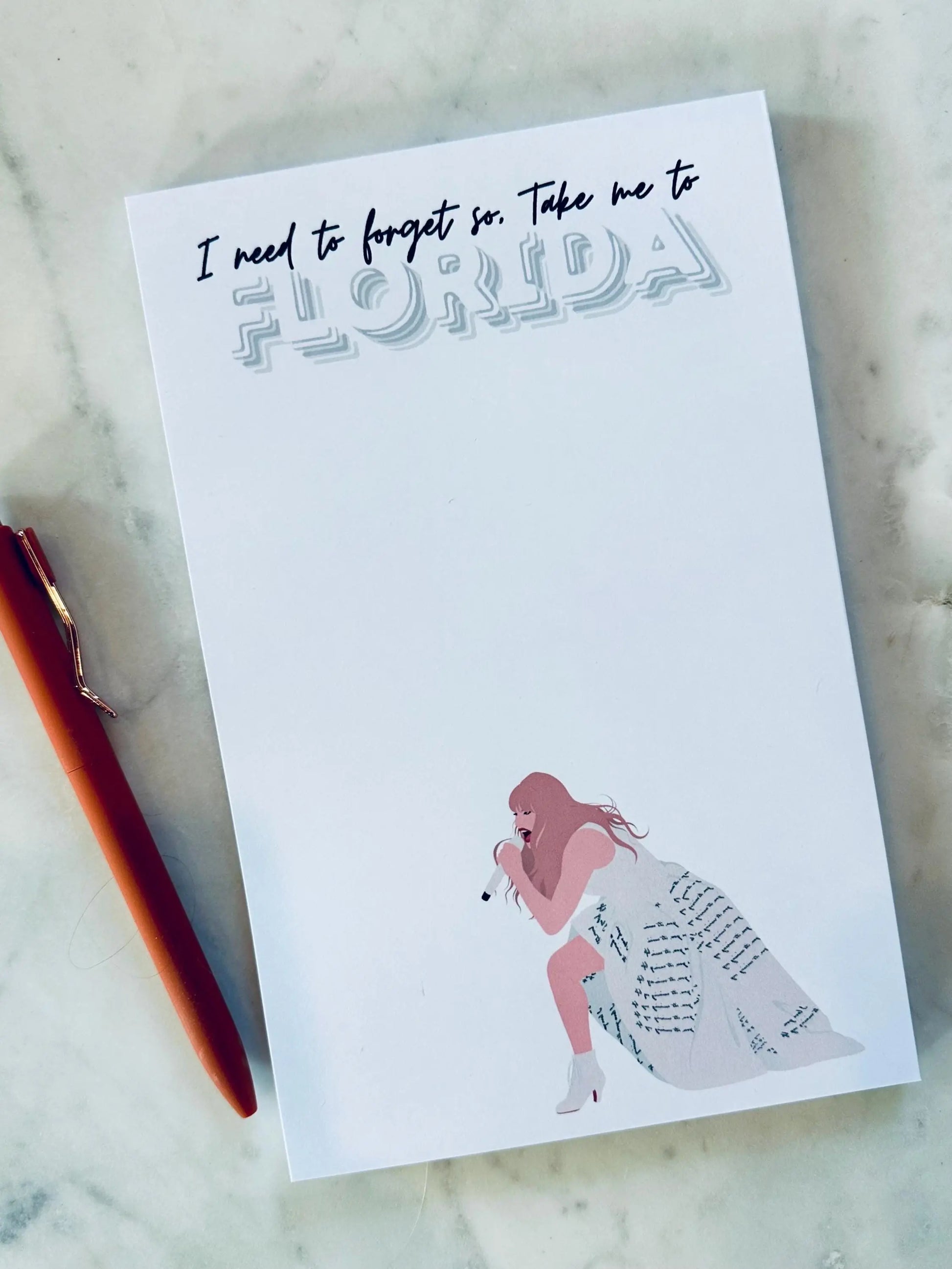 Half & Quarter Page Pop Culture Notepad, Florida!!! To Do List, I need to Forget so Take me to Florida!!!,Eras Merch Swiftie Stationary Gift maedaymaedaymaeday