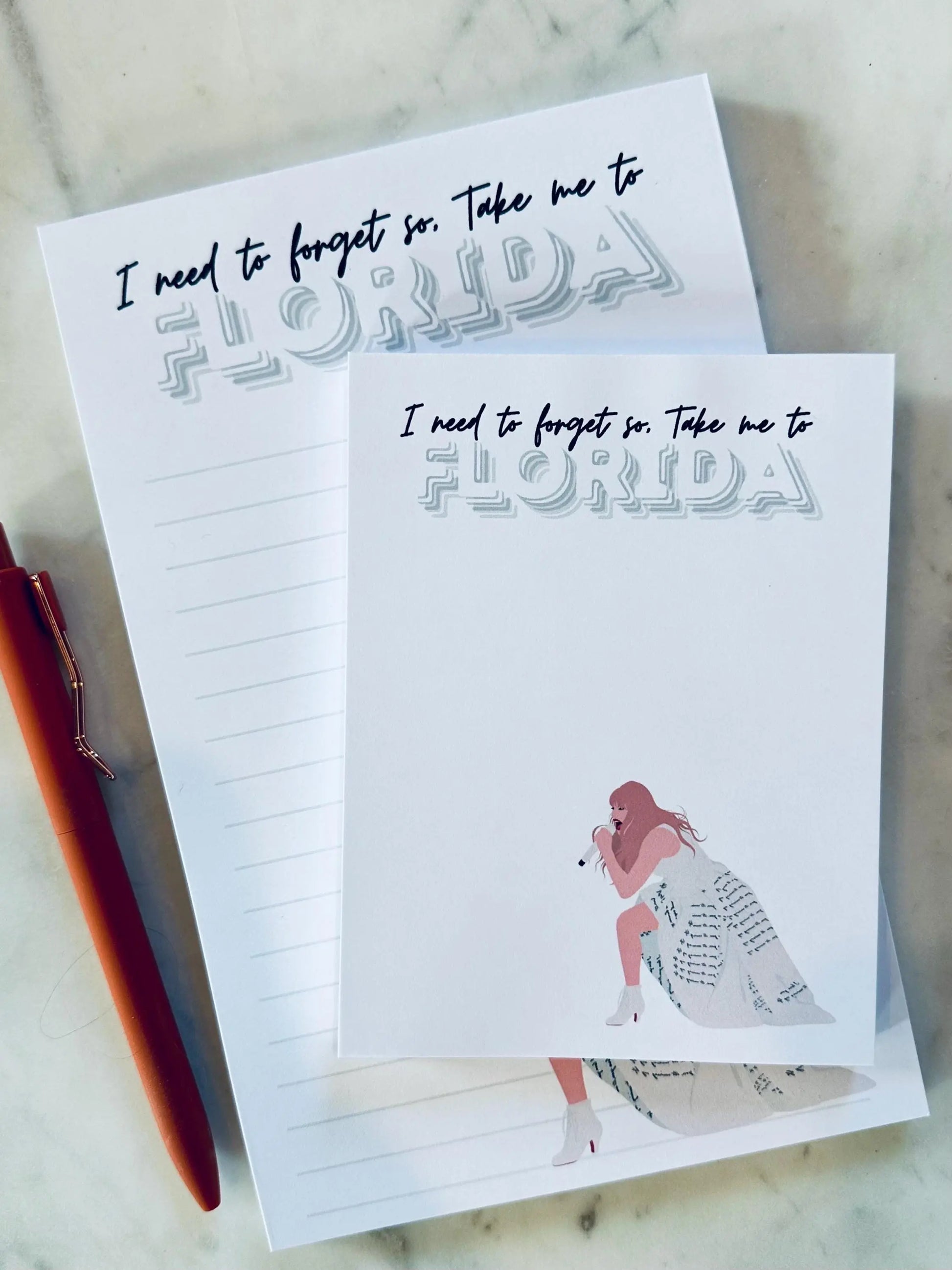 Half & Quarter Page Pop Culture Notepad, Florida!!! To Do List, I need to Forget so Take me to Florida!!!,Eras Merch Swiftie Stationary Gift maedaymaedaymaeday