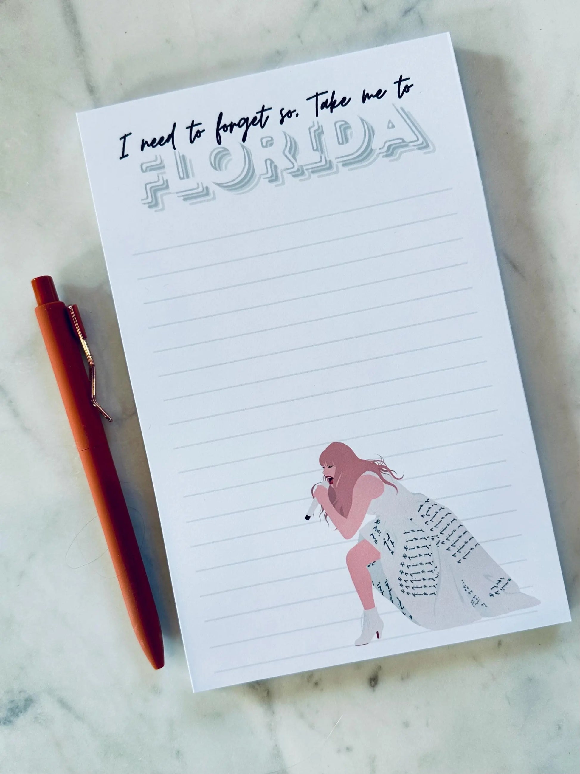 Half & Quarter Page Pop Culture Notepad, Florida!!! To Do List, I need to Forget so Take me to Florida!!!,Eras Merch Swiftie Stationary Gift maedaymaedaymaeday
