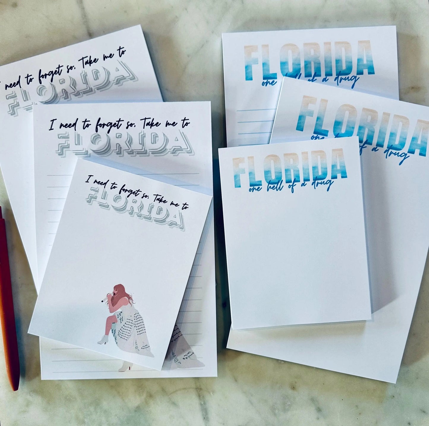 Half & Quarter Page Pop Culture Notepad, Florida!!! To Do List, One Hell of a Drug and Take me to Florida Notepad, Eras Merch Swiftie Gift maedaymaedaymaeday