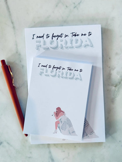 Half & Quarter Page Pop Culture Notepad, Florida!!! To Do List, One Hell of a Drug and Take me to Florida Notepad, Eras Merch Swiftie Gift maedaymaedaymaeday