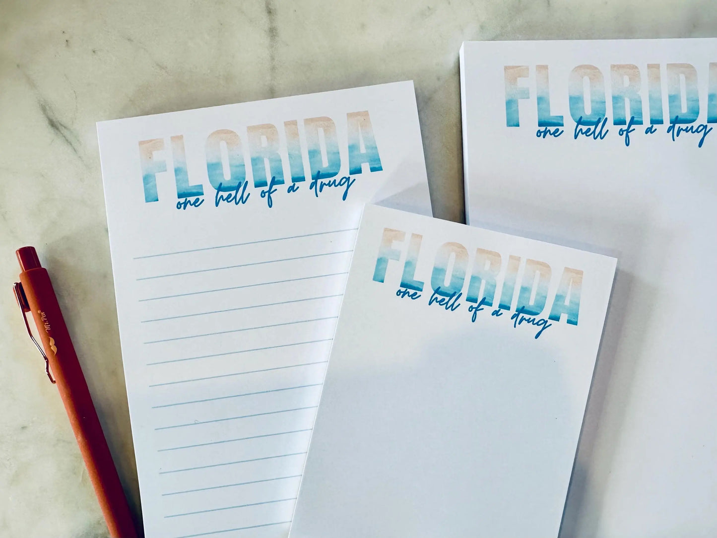 Half & Quarter Page Pop Culture Notepad, Florida!!! To Do List, One Hell of a Drug and Take me to Florida Notepad, Eras Merch Swiftie Gift maedaymaedaymaeday