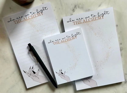 Half & Quarter Page(5.5x8.5") Pop Culture Notepad, Tortured Poets Dept, Who are we to Fight the Alchemy, The Alchemy, TTPD maedaymaedaymaeday