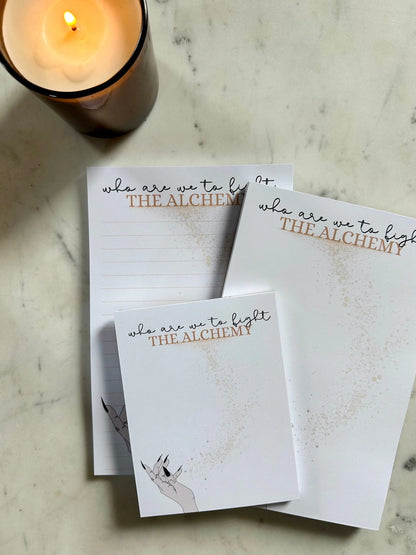 Half & Quarter Page(5.5x8.5") Pop Culture Notepad, Tortured Poets Dept, Who are we to Fight the Alchemy, The Alchemy, TTPD maedaymaedaymaeday