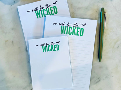 No Rest for the Wicked Full & Quarter Page Notepad, Fall/Halloween A5 Notepad, 50 Page Notepad or To-Do List maedaymaedaymaeday