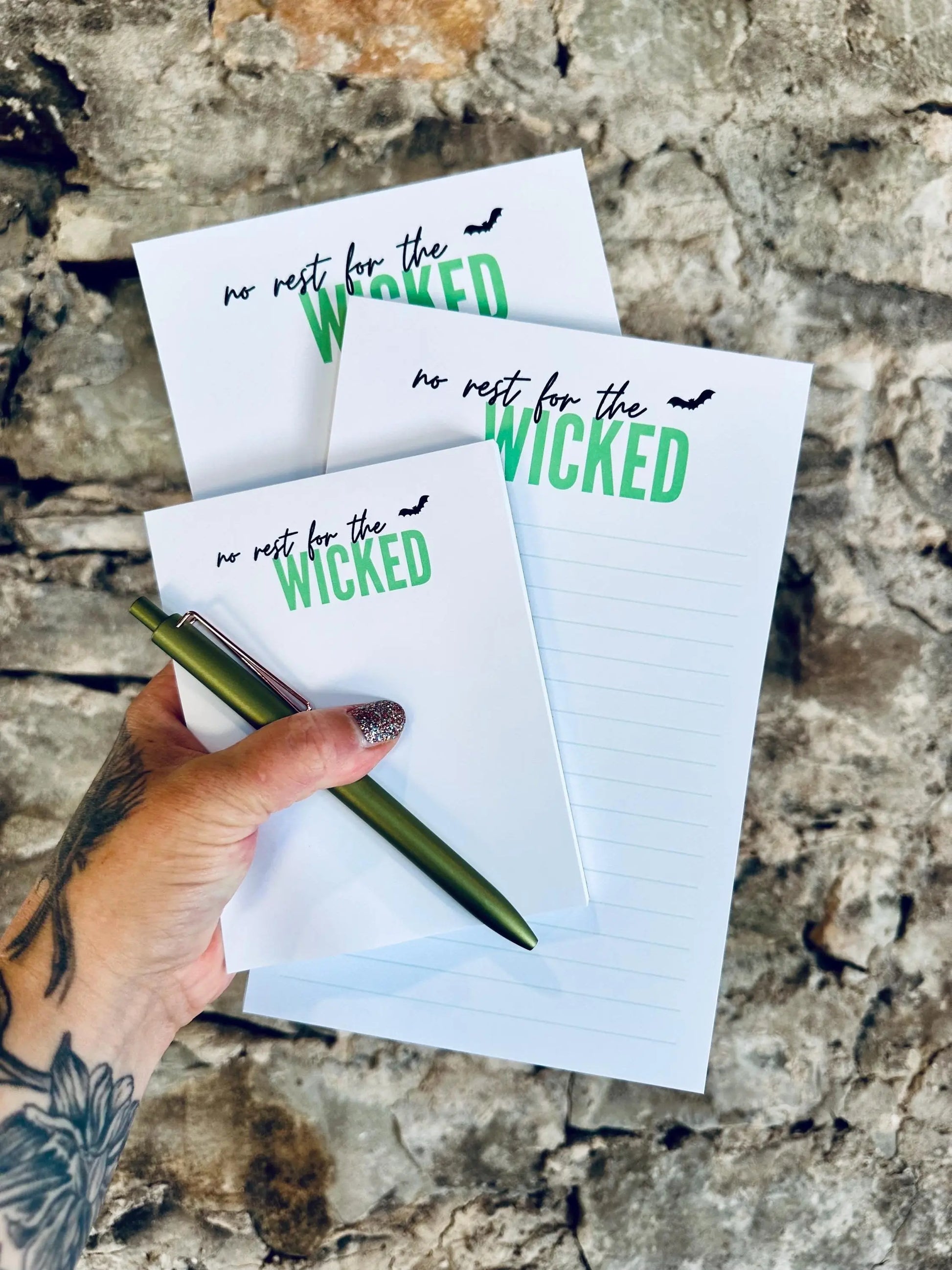 No Rest for the Wicked Full & Quarter Page Notepad, Fall/Halloween A5 Notepad, 50 Page Notepad or To-Do List